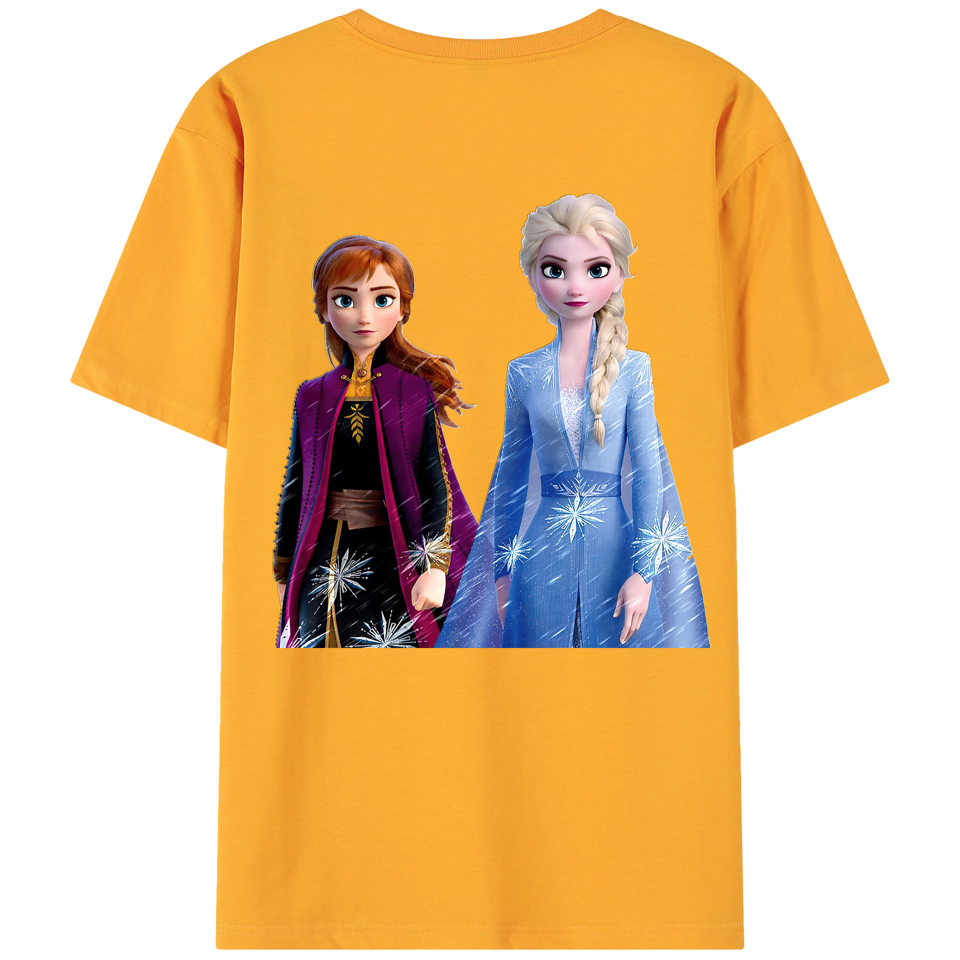 （画像用） アナと雪の女王 アンナ エルサ Frozen Anna Elsa 綿100％ メンズ半袖Tシャツ（バックプリント） 通気性