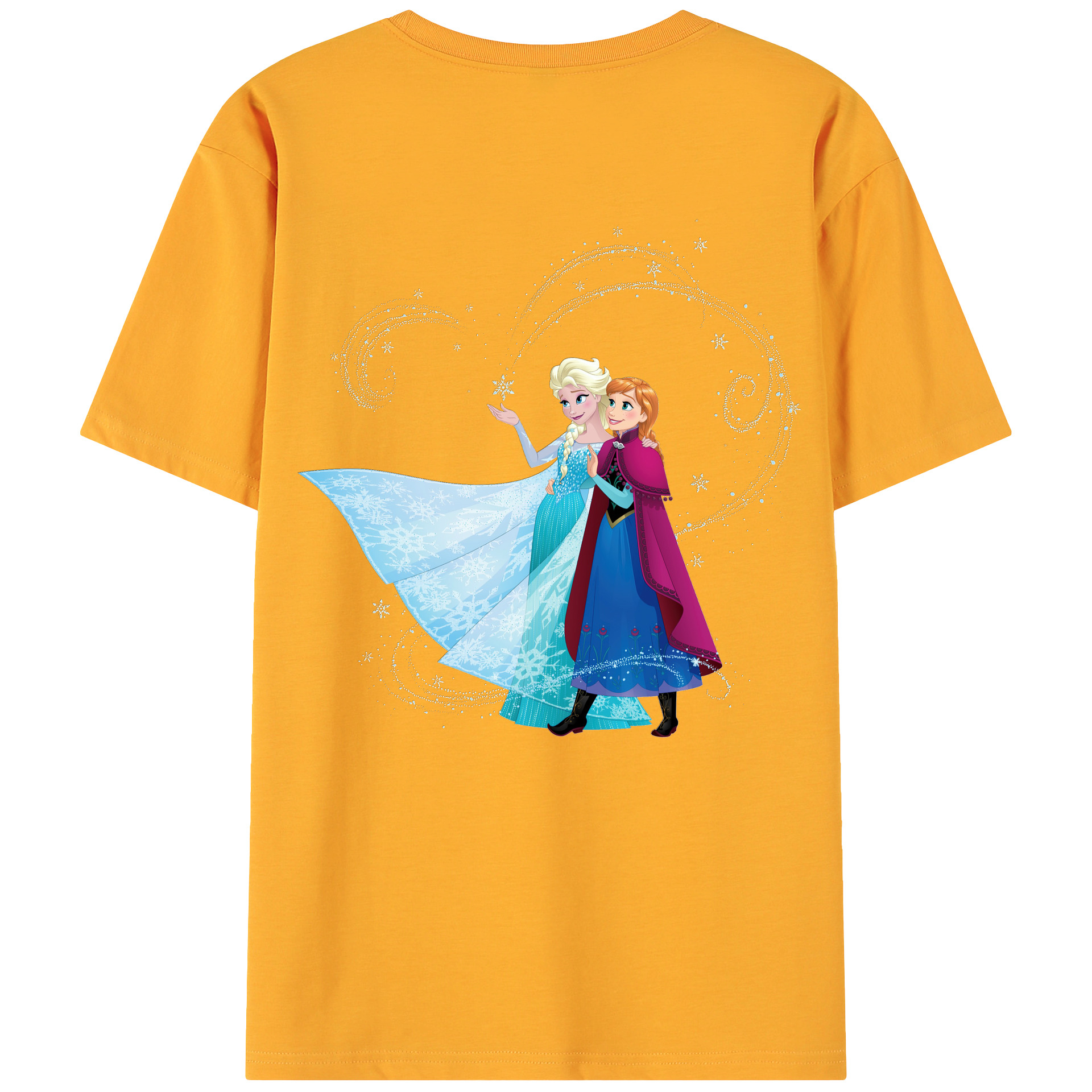 （画像用） アナと雪の女王 アンナ エルサ Frozen Anna Elsa 綿100％ メンズ半袖Tシャツ（バックプリント） 通気性