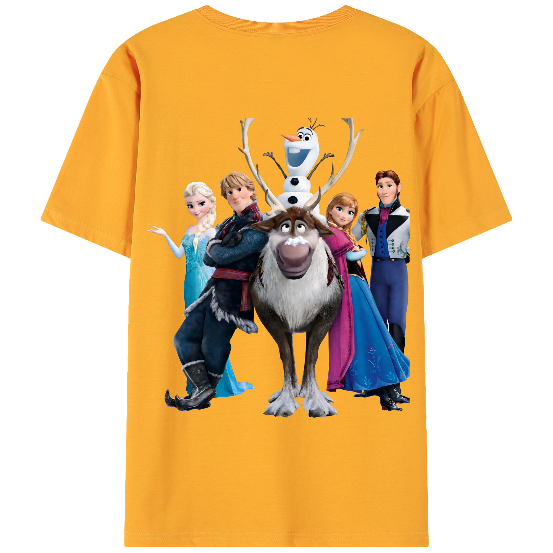 （画像用） アナと雪の女王 アンナ エルサ Frozen Anna Elsa 綿100％ メンズ半袖Tシャツ（バックプリント） 通気性