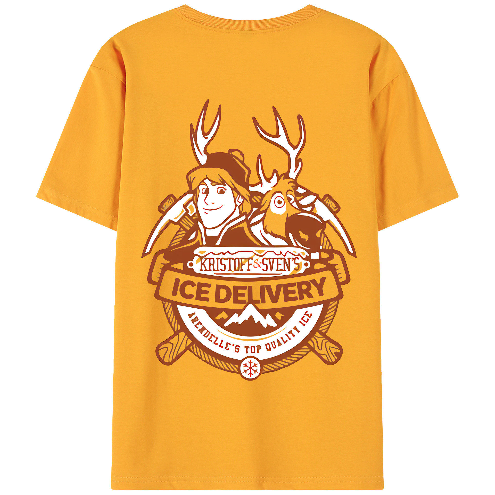 （画像用） アナと雪の女王 アンナ エルサ Frozen Anna Elsa 綿100％ メンズ半袖Tシャツ（バックプリント） 通気性