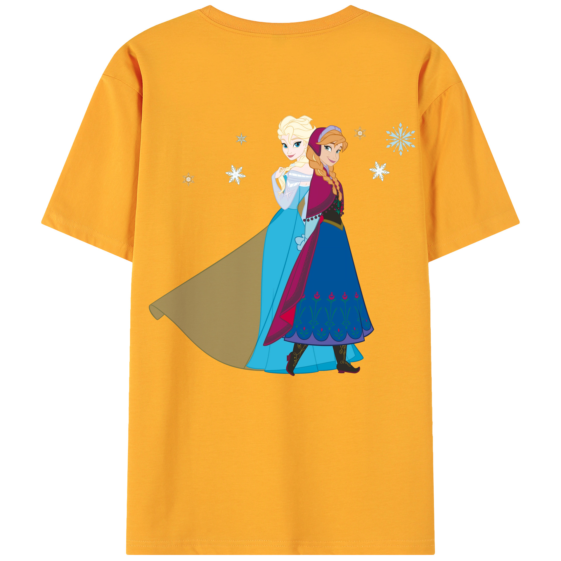 （画像用） アナと雪の女王 アンナ エルサ Frozen Anna Elsa 綿100％ メンズ半袖Tシャツ（バックプリント） 通気性