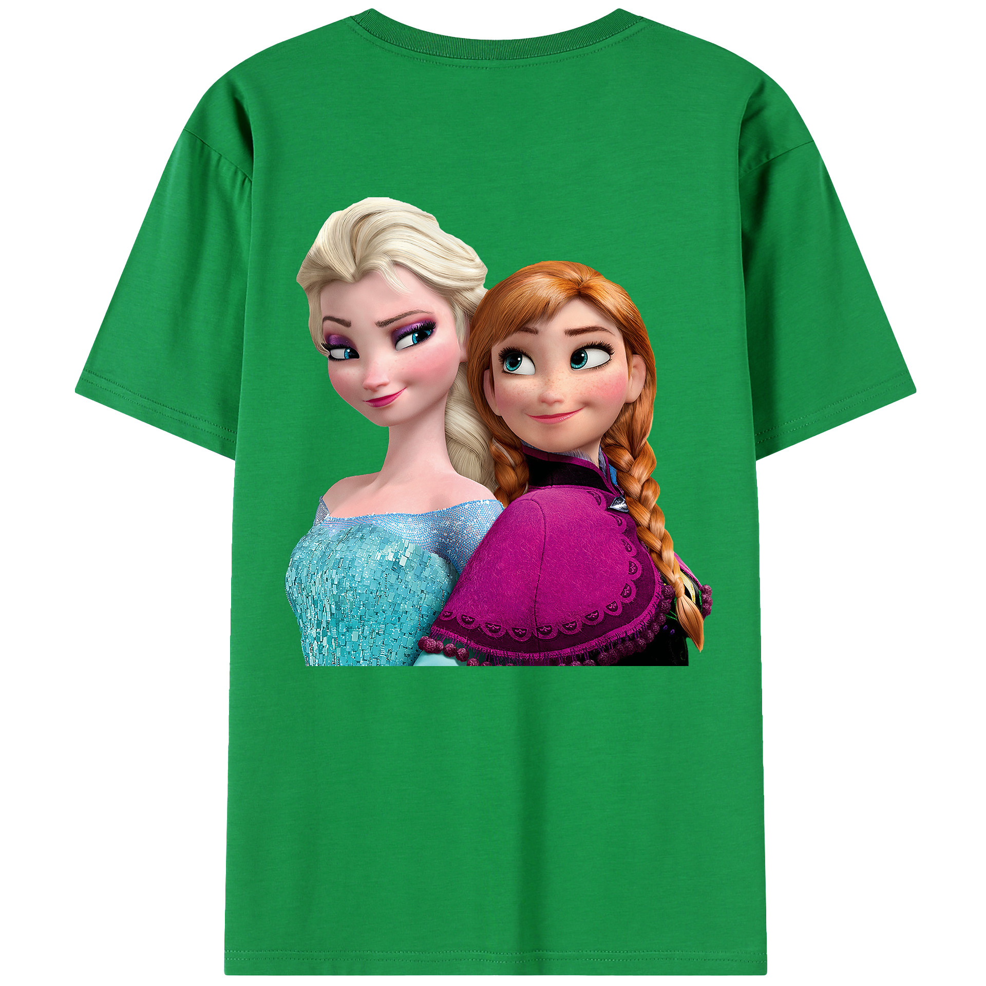 （画像用） アナと雪の女王 アンナ エルサ Frozen Anna Elsa 綿100％ メンズ半袖Tシャツ（バックプリント） 通気性