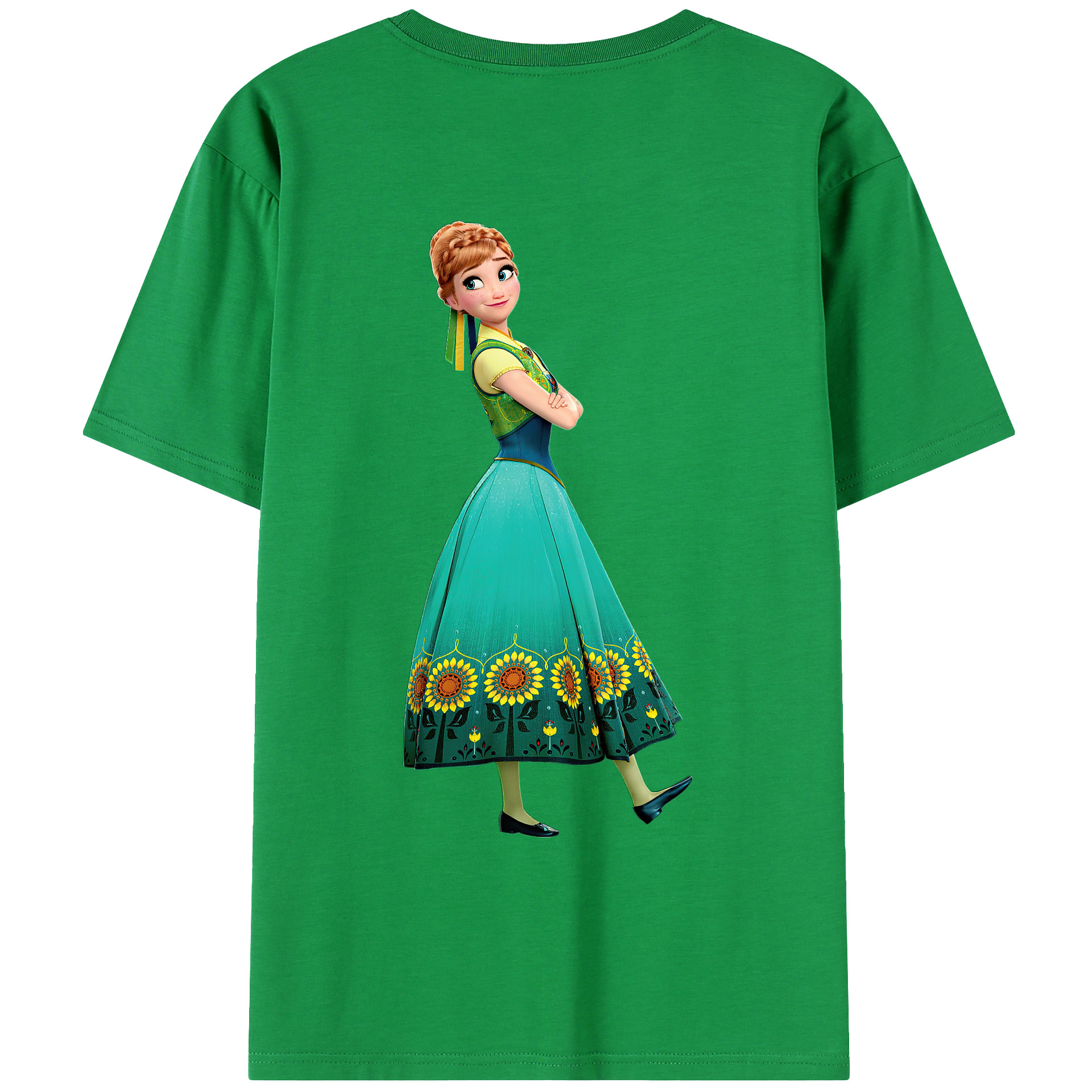 （画像用） アナと雪の女王 アンナ エルサ Frozen Anna Elsa 綿100％ メンズ半袖Tシャツ（バックプリント） 通気性