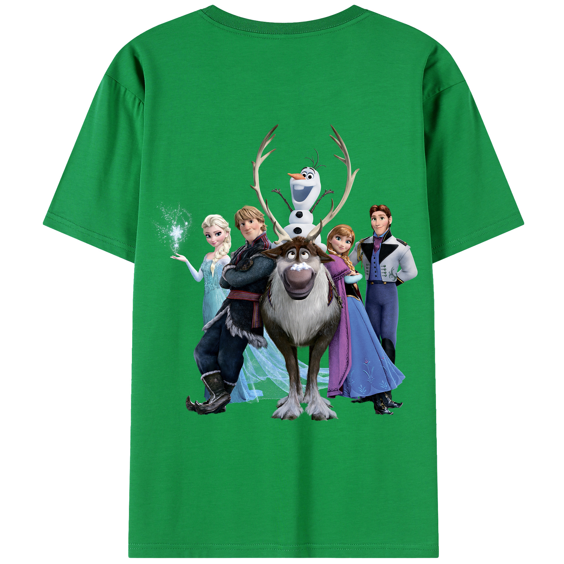 （画像用） アナと雪の女王 アンナ エルサ Frozen Anna Elsa 綿100％ メンズ半袖Tシャツ（バックプリント） 通気性