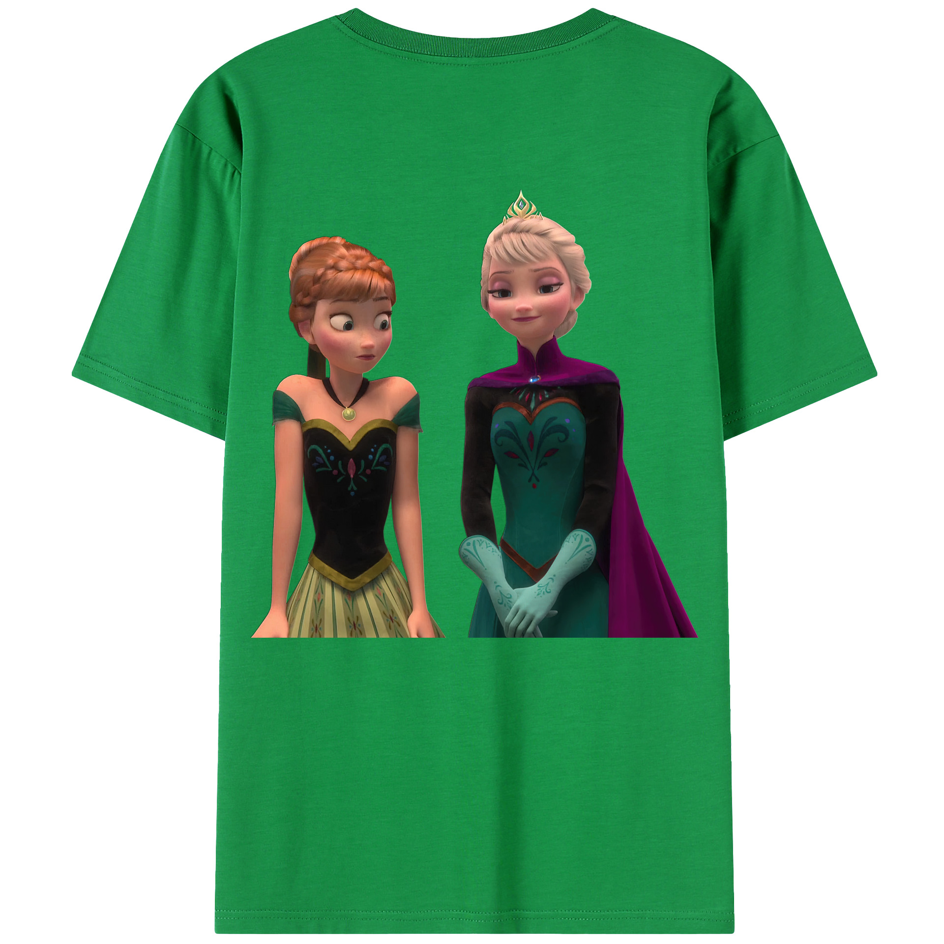 （画像用） アナと雪の女王 アンナ エルサ Frozen Anna Elsa 綿100％ メンズ半袖Tシャツ（バックプリント） 通気性