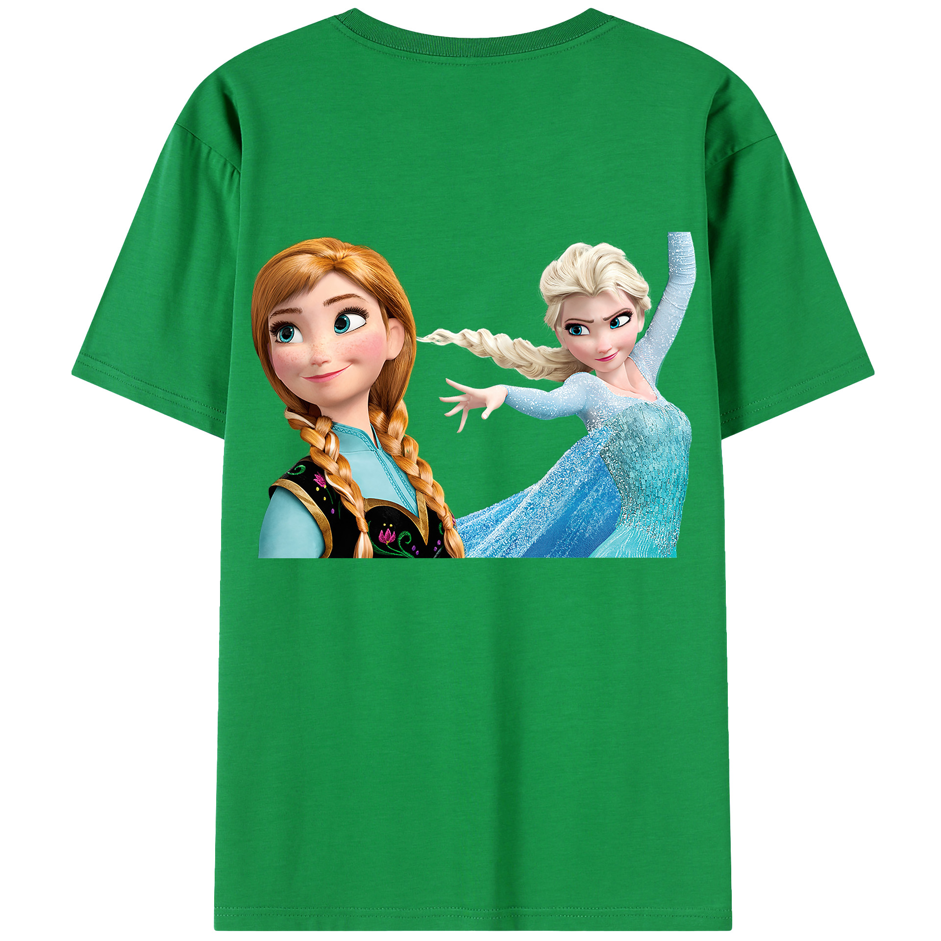 （画像用） アナと雪の女王 アンナ エルサ Frozen Anna Elsa 綿100％ メンズ半袖Tシャツ（バックプリント） 通気性
