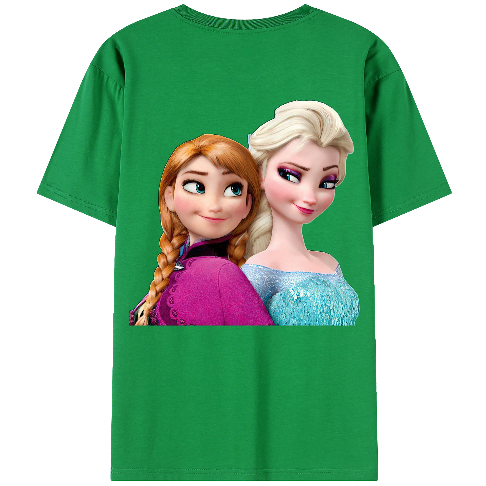 （画像用） アナと雪の女王 アンナ エルサ Frozen Anna Elsa 綿100％ メンズ半袖Tシャツ（バックプリント） 通気性