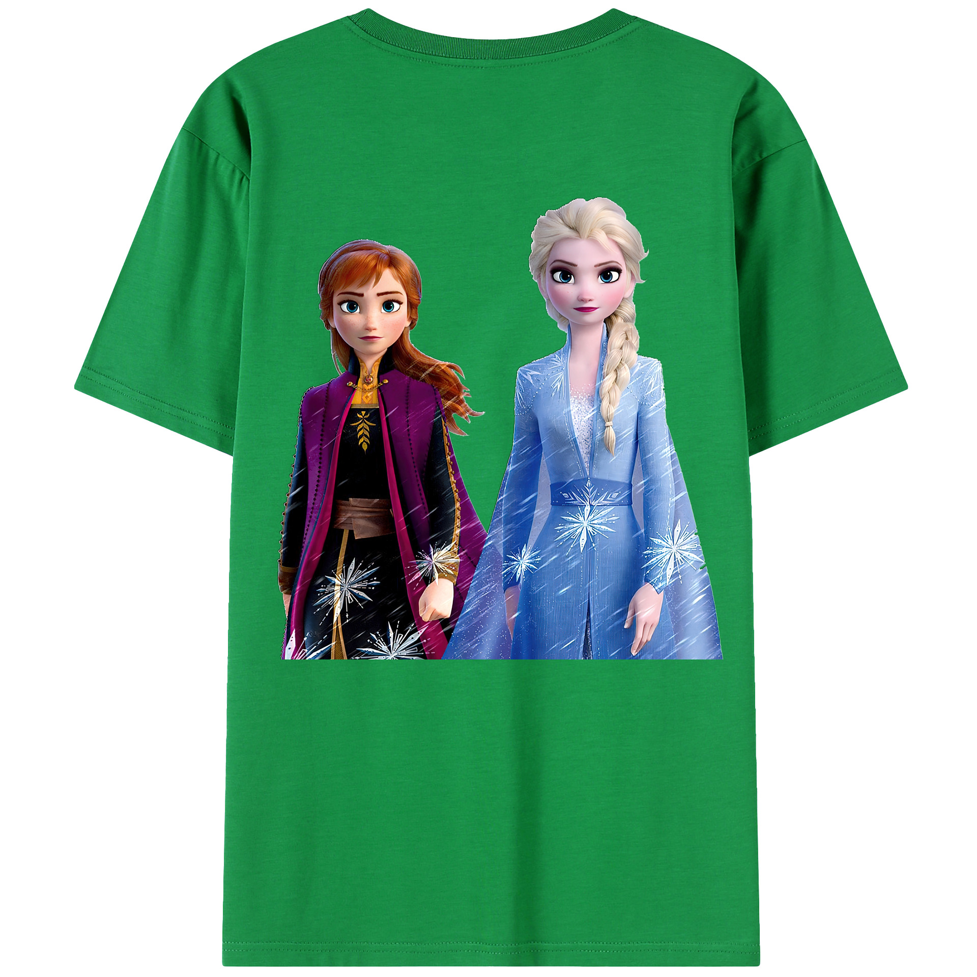 （画像用） アナと雪の女王 アンナ エルサ Frozen Anna Elsa 綿100％ メンズ半袖Tシャツ（バックプリント） 通気性
