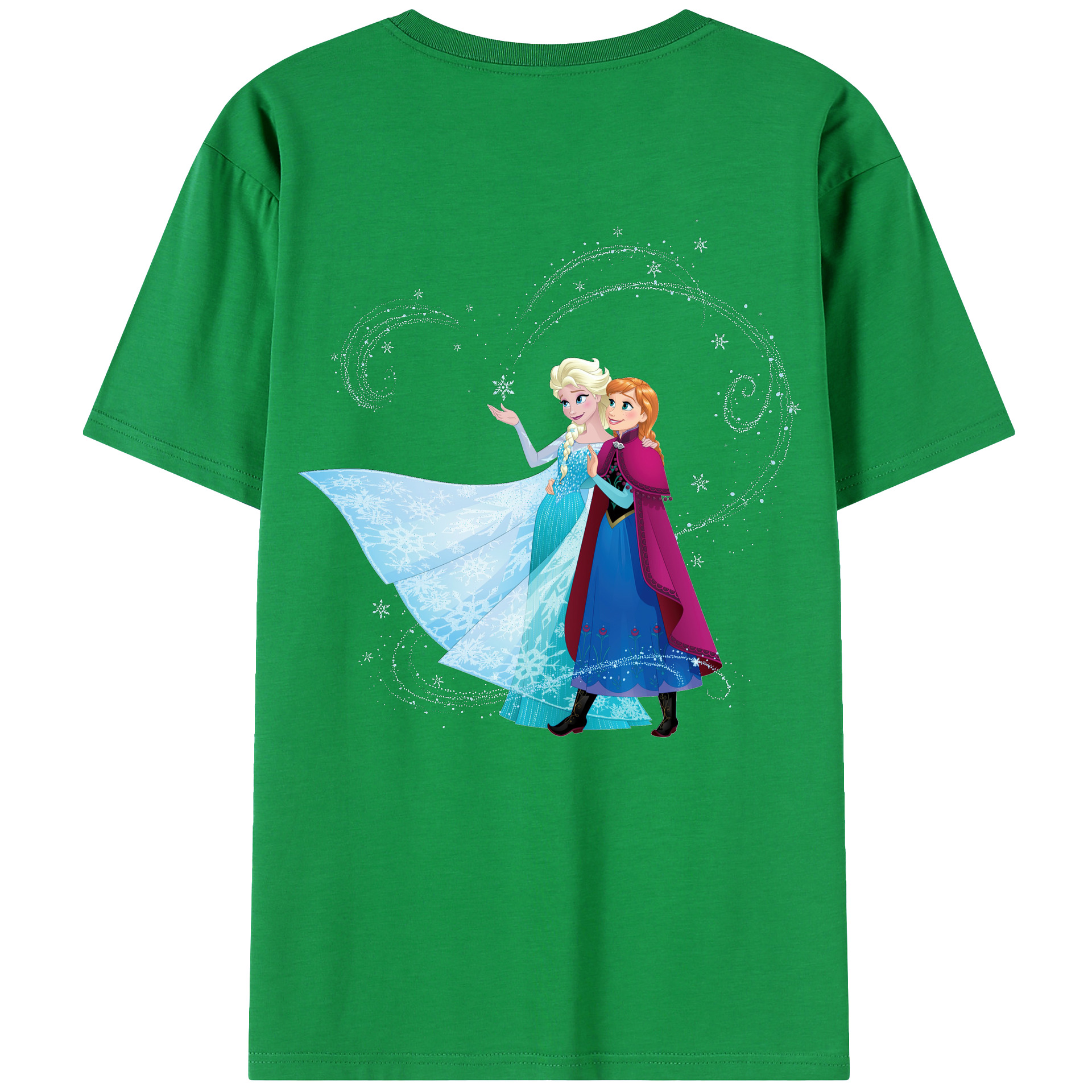 （画像用） アナと雪の女王 アンナ エルサ Frozen Anna Elsa 綿100％ メンズ半袖Tシャツ（バックプリント） 通気性