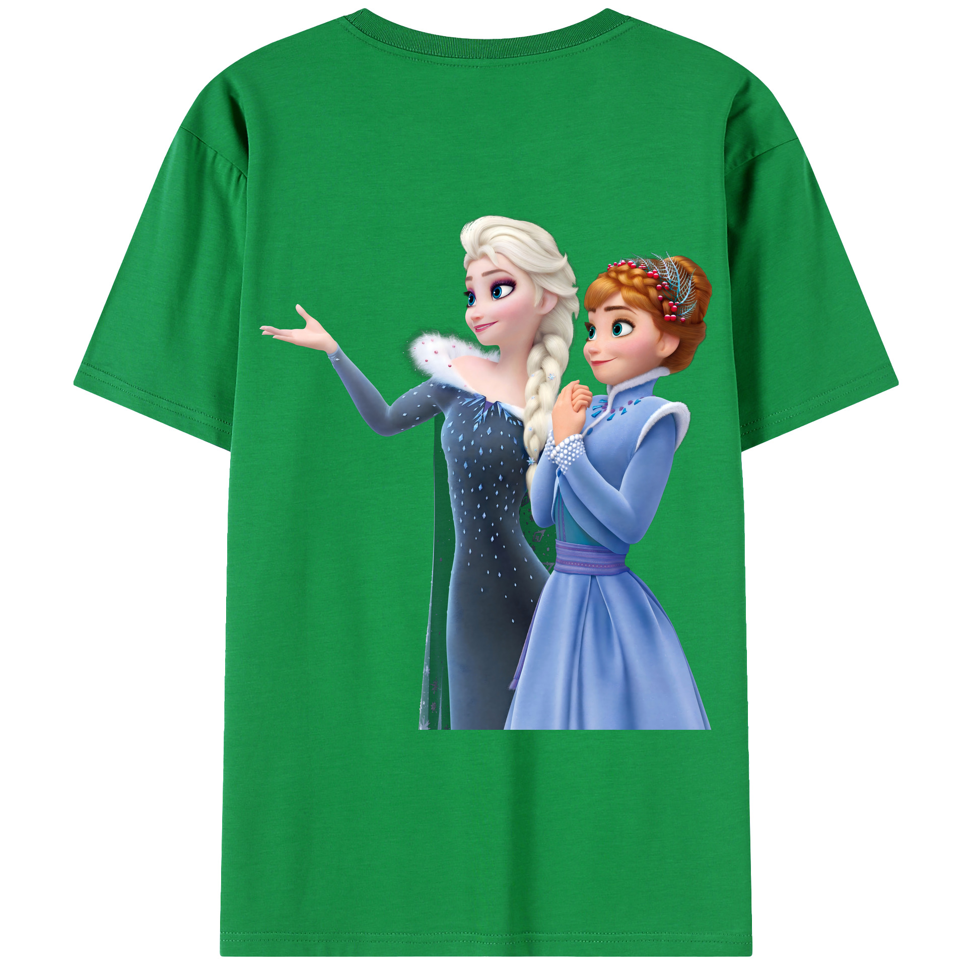 （画像用） アナと雪の女王 アンナ エルサ Frozen Anna Elsa 綿100％ メンズ半袖Tシャツ（バックプリント） 通気性