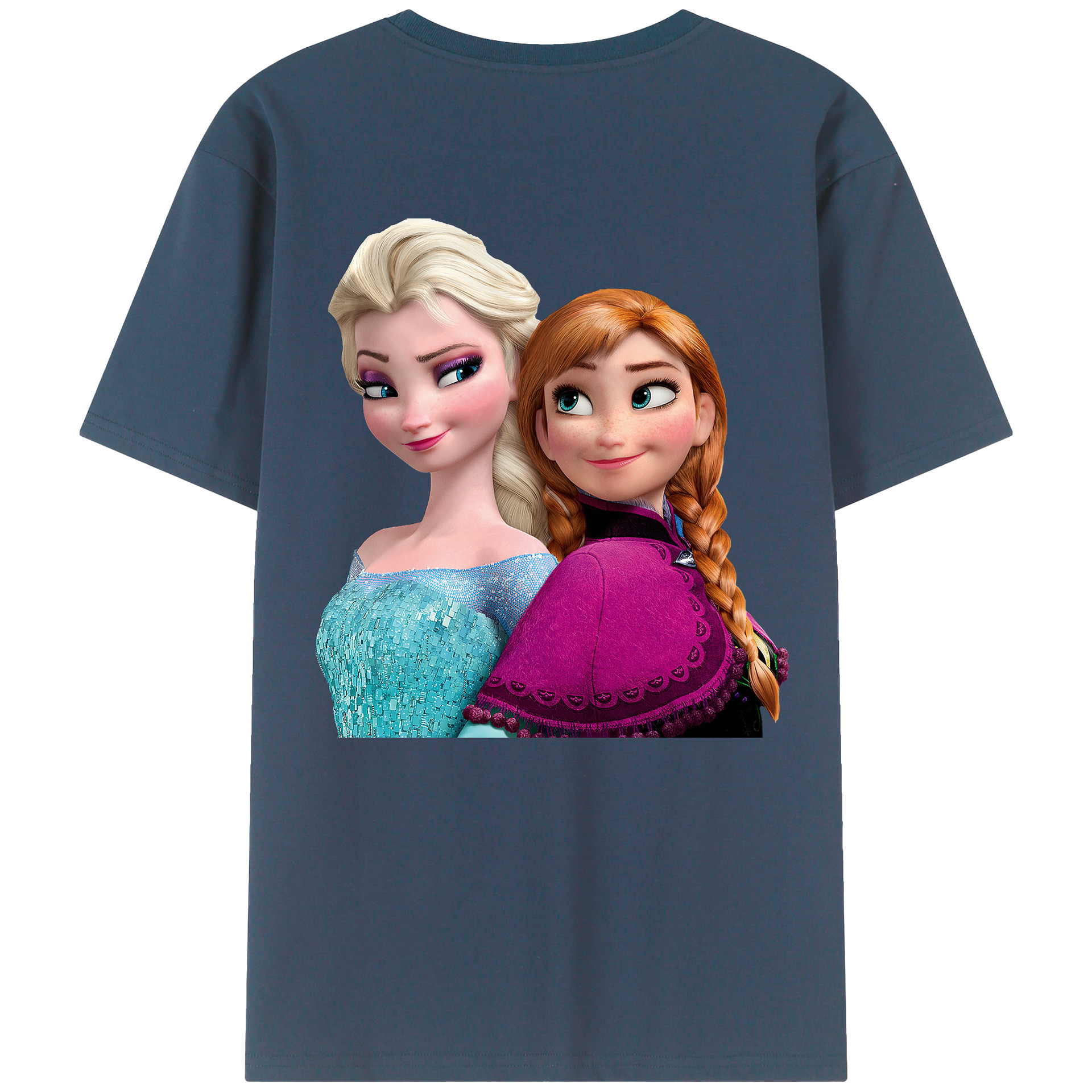 （画像用） アナと雪の女王 アンナ エルサ Frozen Anna Elsa 綿100％ メンズ半袖Tシャツ（バックプリント） 通気性