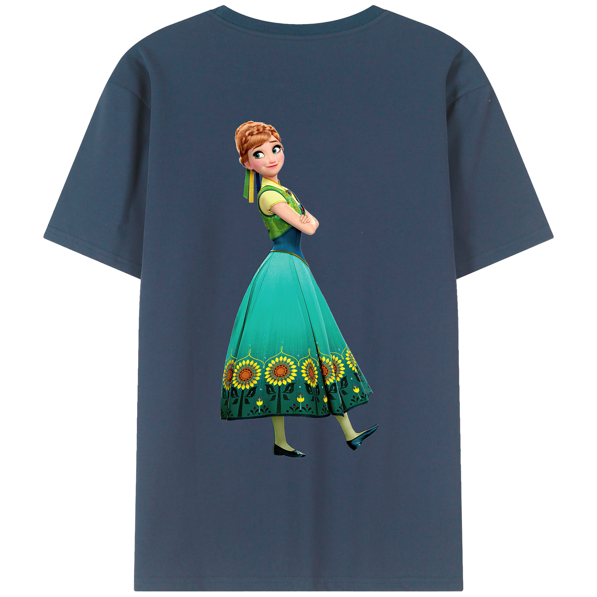 （画像用） アナと雪の女王 アンナ エルサ Frozen Anna Elsa 綿100％ メンズ半袖Tシャツ（バックプリント） 通気性