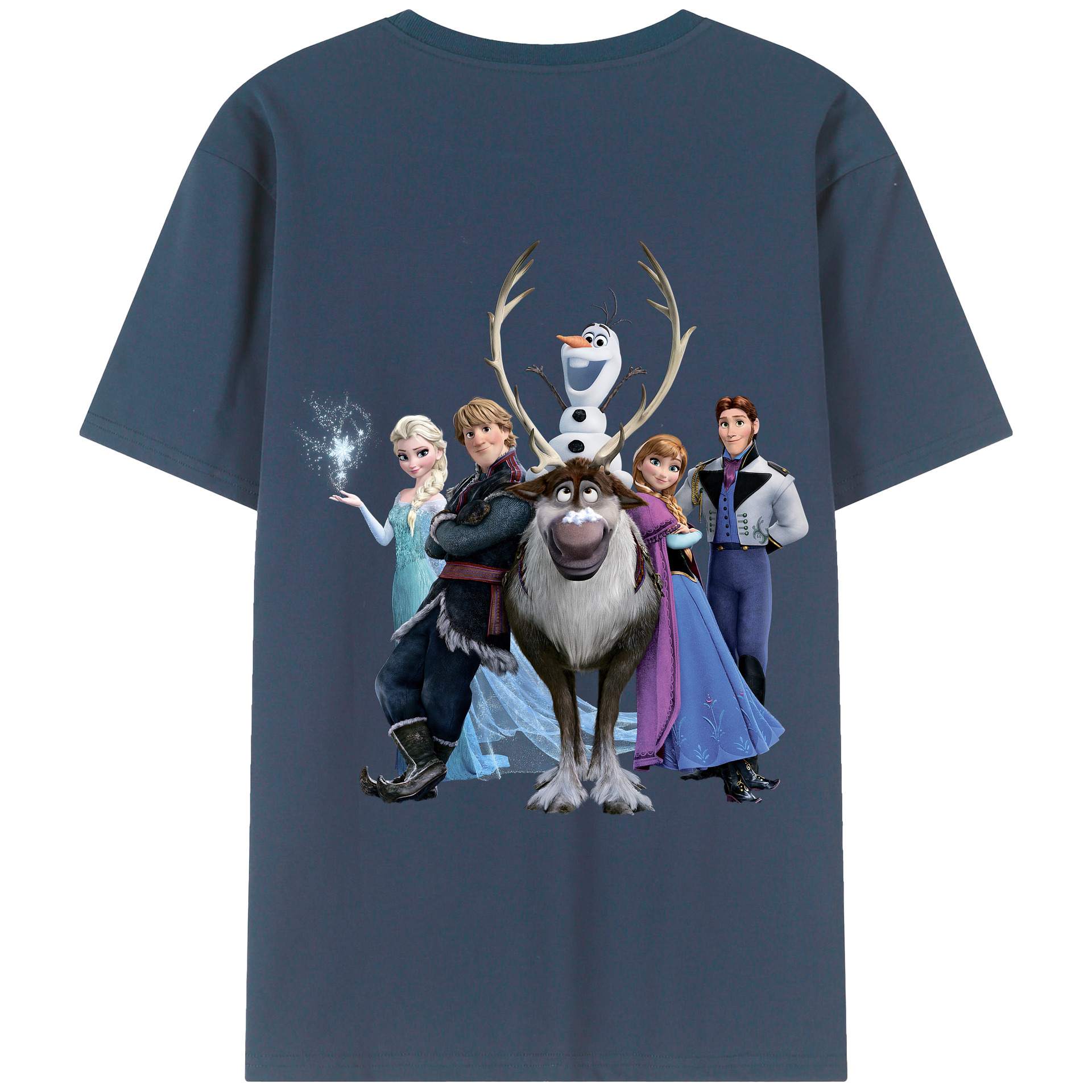 （画像用） アナと雪の女王 アンナ エルサ Frozen Anna Elsa 綿100％ メンズ半袖Tシャツ（バックプリント） 通気性
