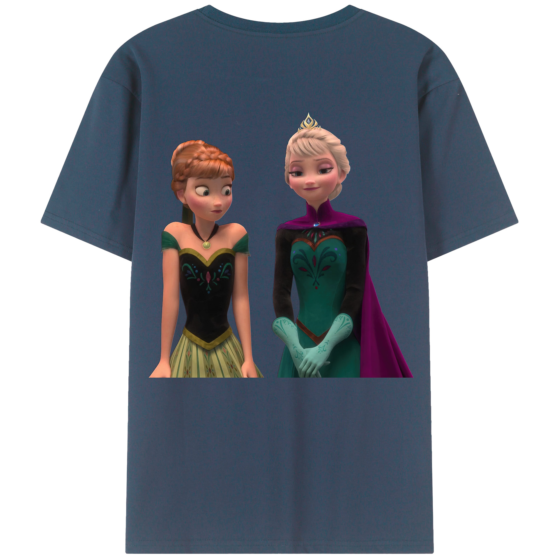 （画像用） アナと雪の女王 アンナ エルサ Frozen Anna Elsa 綿100％ メンズ半袖Tシャツ（バックプリント） 通気性