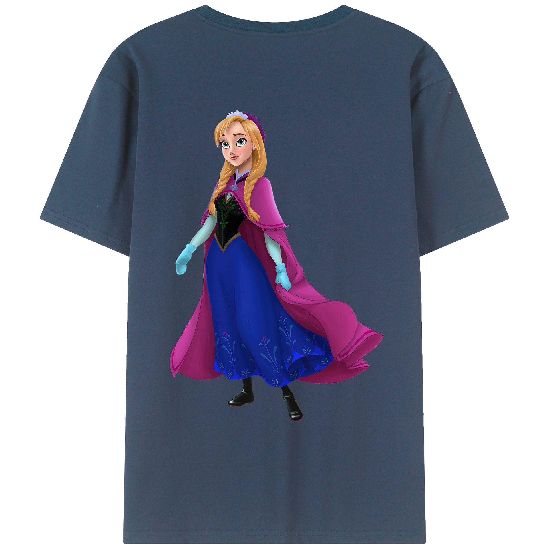 （画像用） アナと雪の女王 アンナ エルサ Frozen Anna Elsa 綿100％ メンズ半袖Tシャツ（バックプリント） 通気性