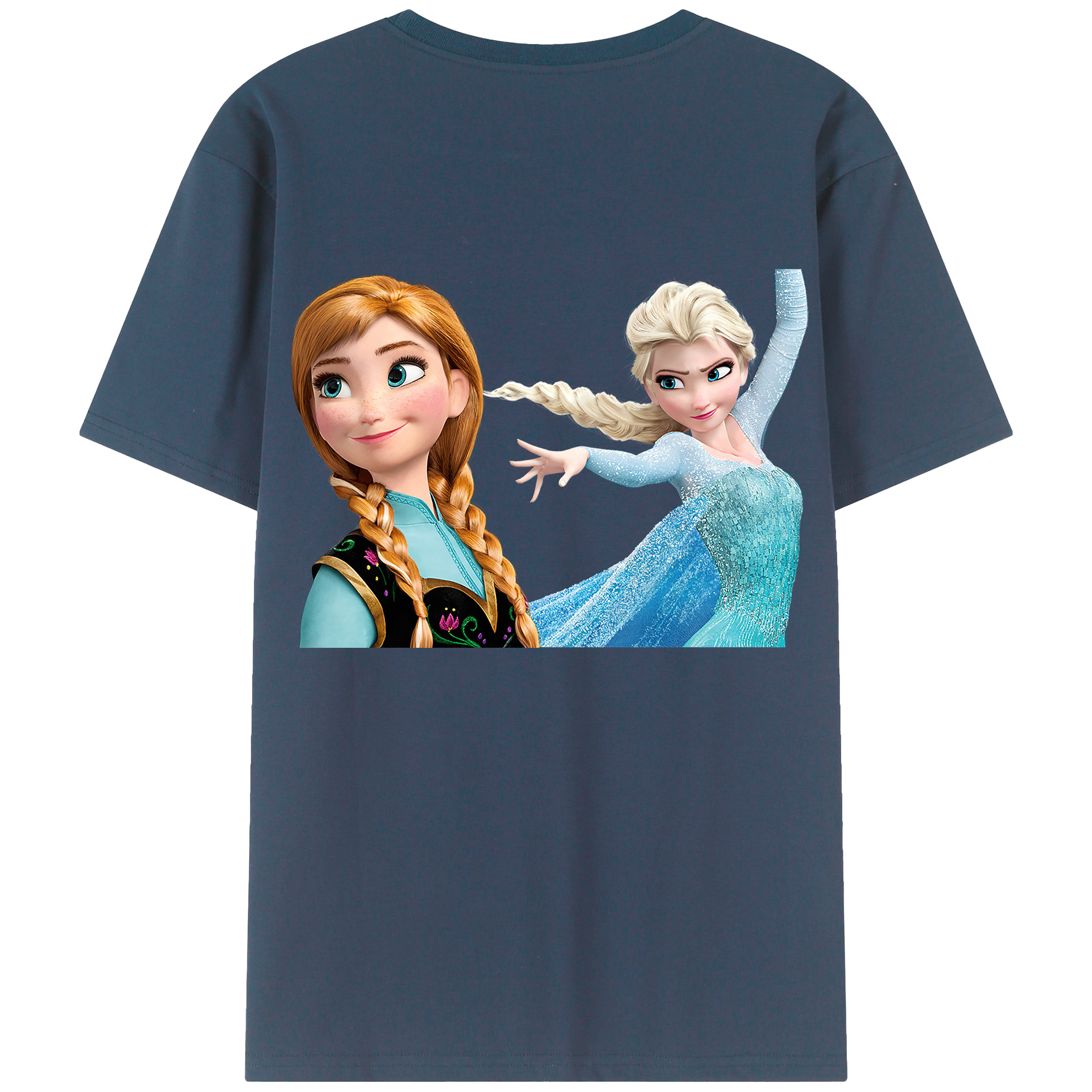 （画像用） アナと雪の女王 アンナ エルサ Frozen Anna Elsa 綿100％ メンズ半袖Tシャツ（バックプリント） 通気性