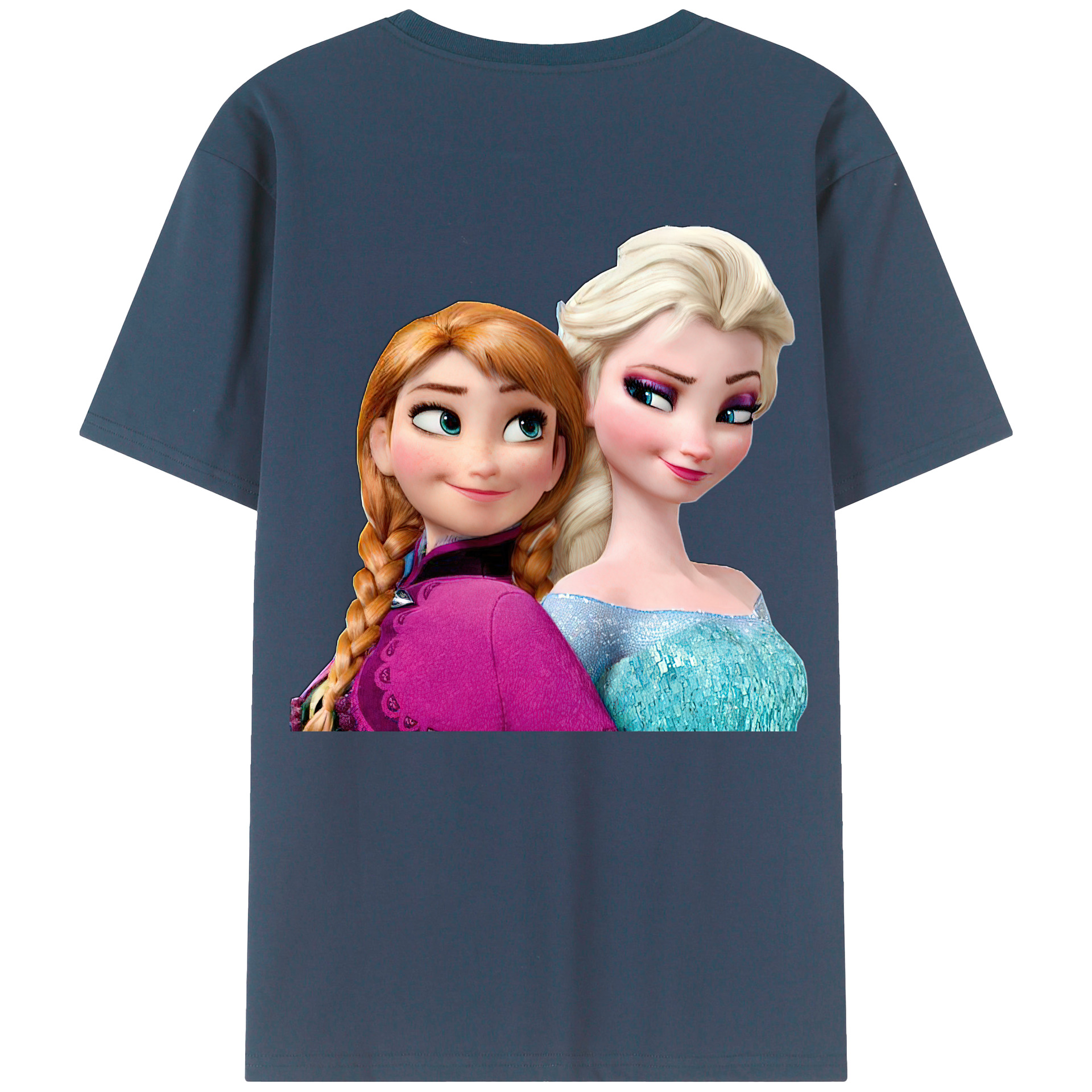 （画像用） アナと雪の女王 アンナ エルサ Frozen Anna Elsa 綿100％ メンズ半袖Tシャツ（バックプリント） 通気性