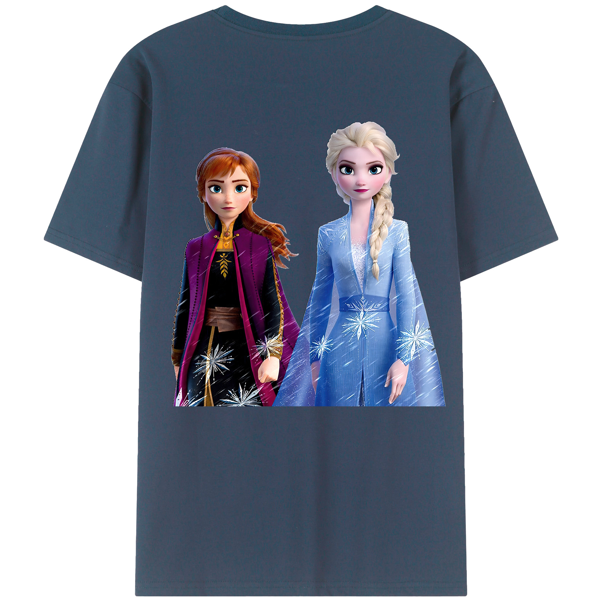 （画像用） アナと雪の女王 アンナ エルサ Frozen Anna Elsa 綿100％ メンズ半袖Tシャツ（バックプリント） 通気性