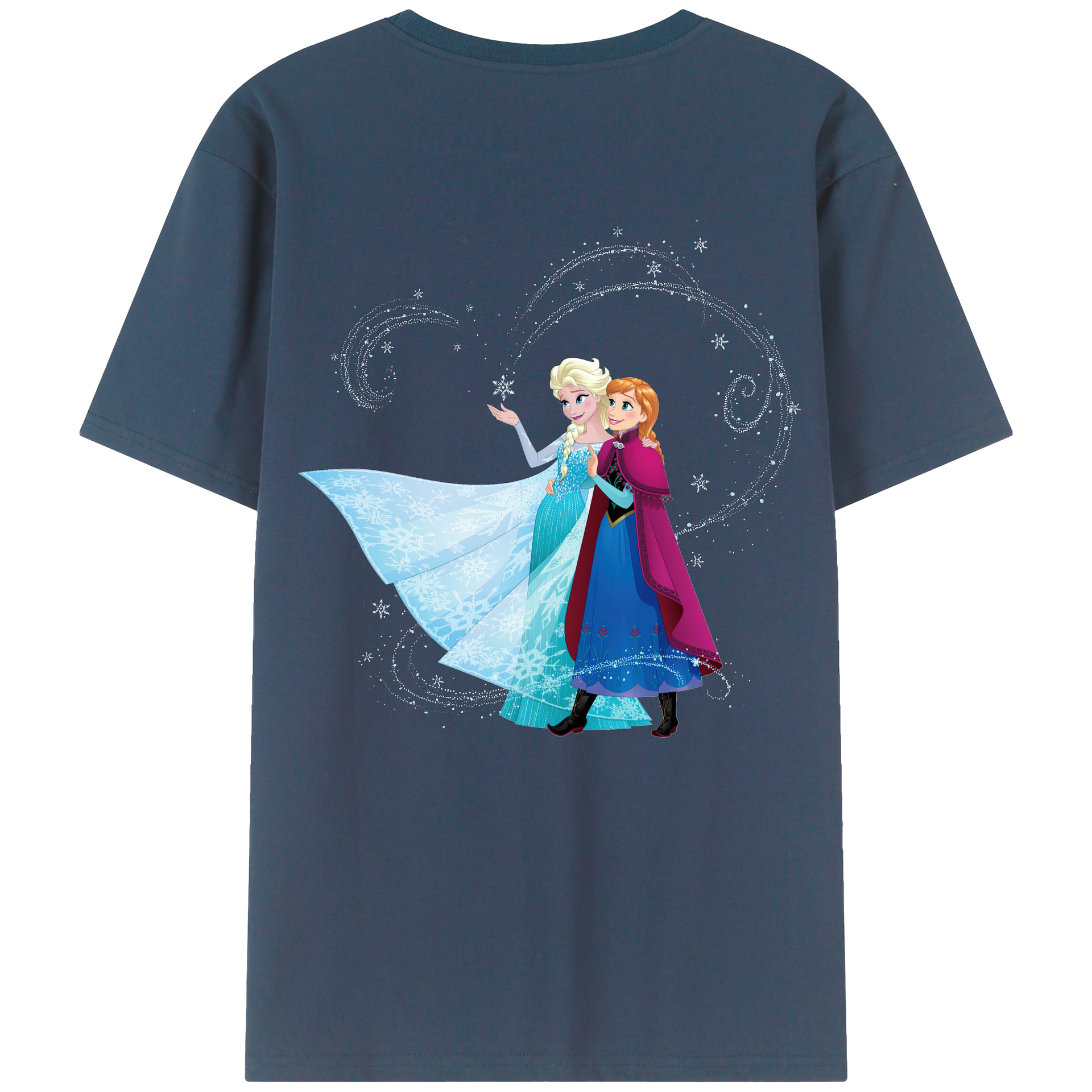 （画像用） アナと雪の女王 アンナ エルサ Frozen Anna Elsa 綿100％ メンズ半袖Tシャツ（バックプリント） 通気性