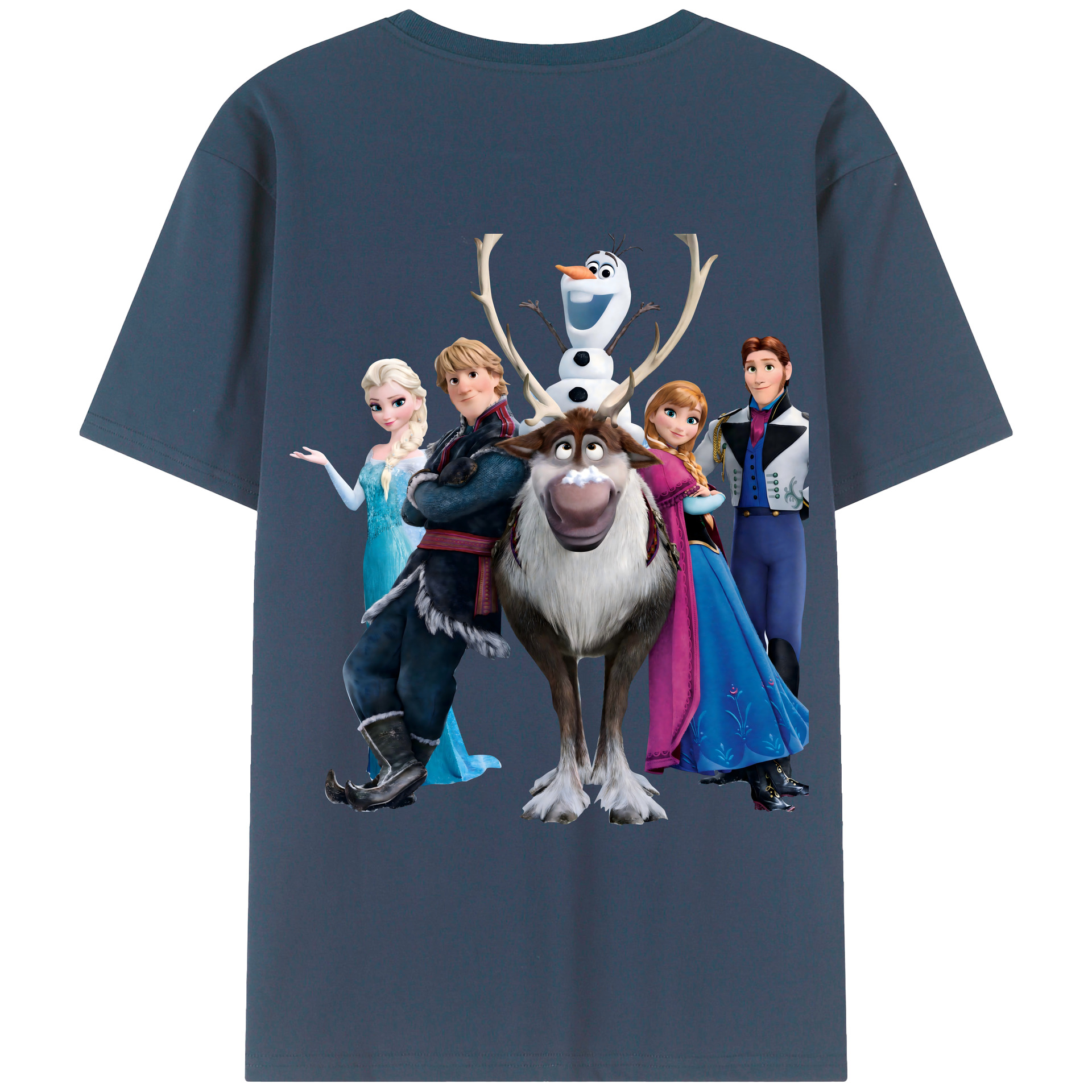 （画像用） アナと雪の女王 アンナ エルサ Frozen Anna Elsa 綿100％ メンズ半袖Tシャツ（バックプリント） 通気性
