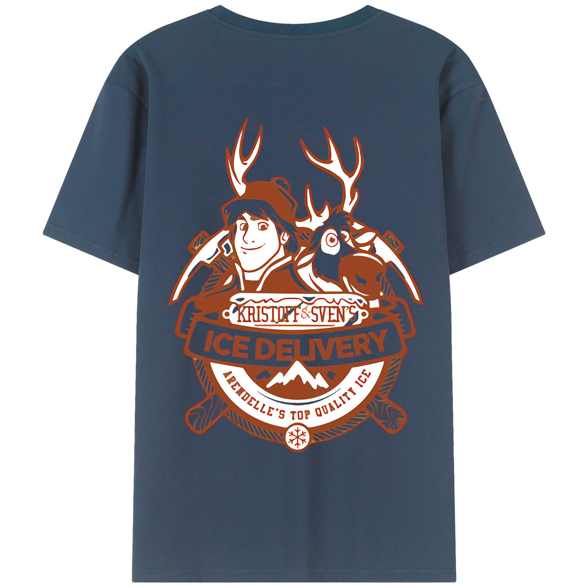 （画像用） アナと雪の女王 アンナ エルサ Frozen Anna Elsa 綿100％ メンズ半袖Tシャツ（バックプリント） 通気性