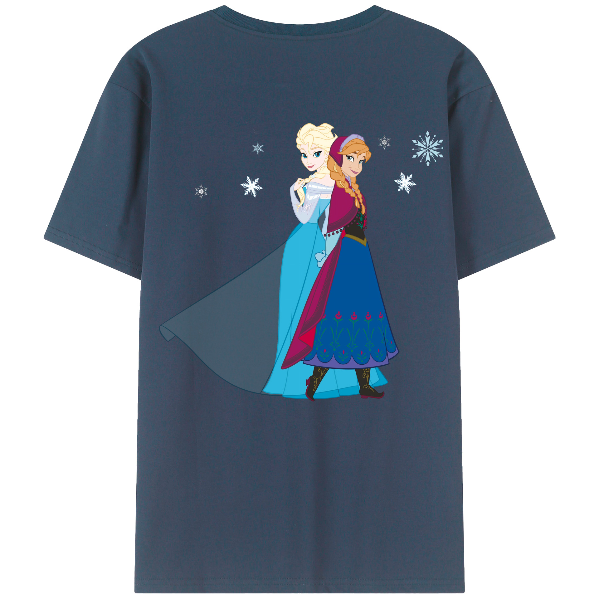（画像用） アナと雪の女王 アンナ エルサ Frozen Anna Elsa 綿100％ メンズ半袖Tシャツ（バックプリント） 通気性