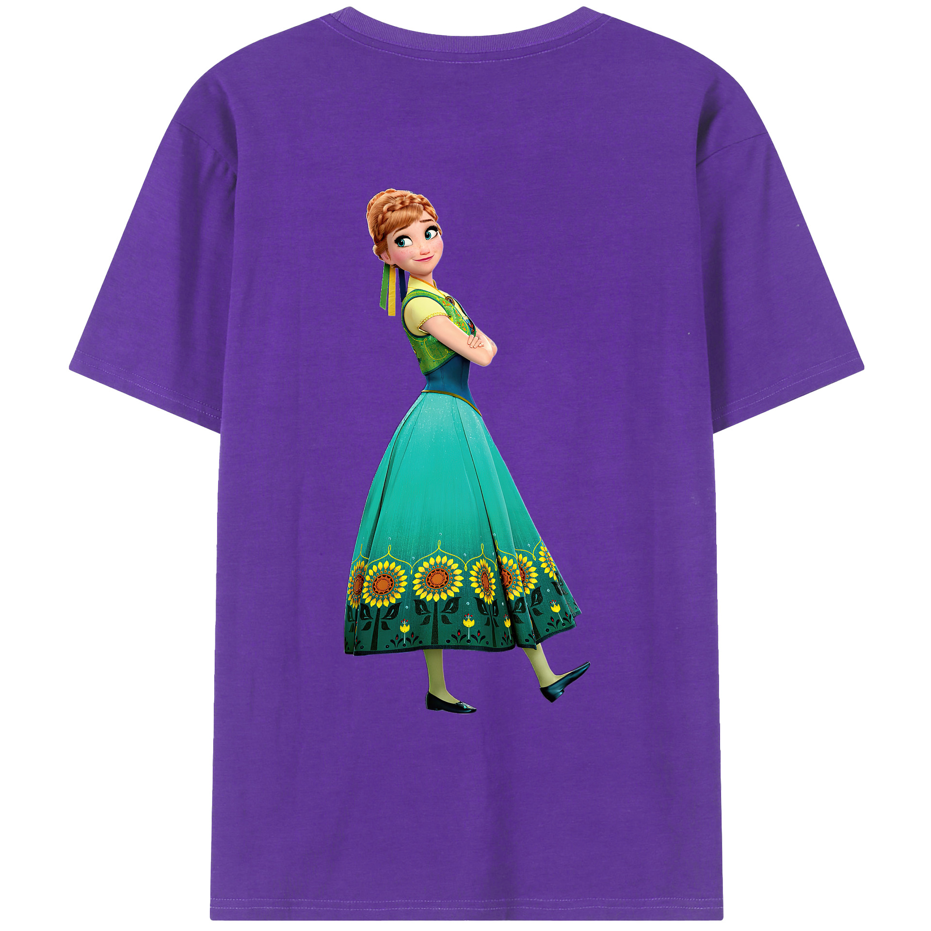 （画像用） アナと雪の女王 アンナ エルサ Frozen Anna Elsa 綿100％ メンズ半袖Tシャツ（バックプリント） 通気性