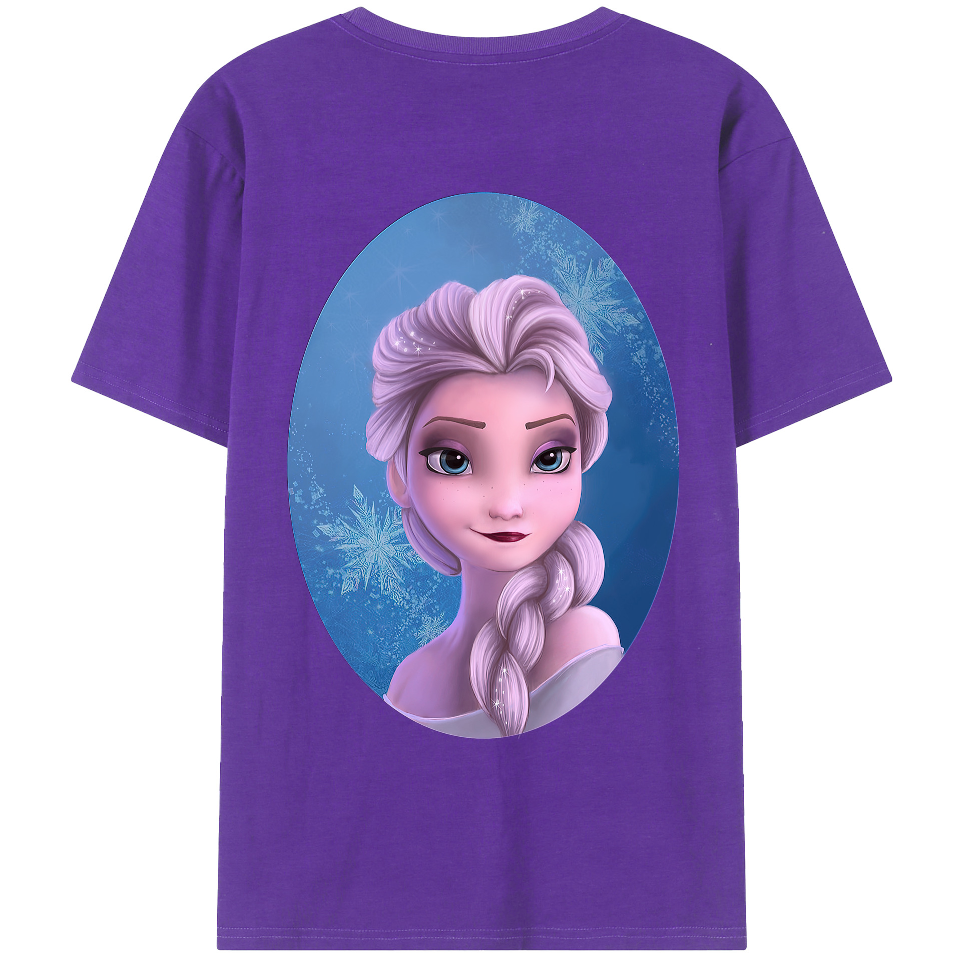 （画像用） アナと雪の女王 アンナ エルサ Frozen Anna Elsa 綿100％ メンズ半袖Tシャツ（バックプリント） 通気性