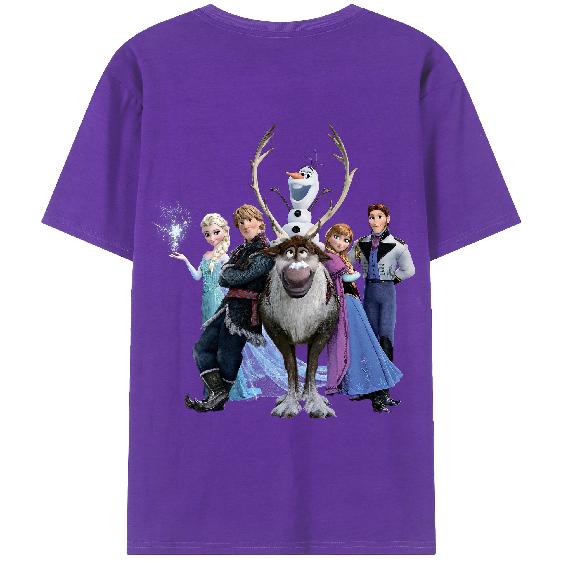 （画像用） アナと雪の女王 アンナ エルサ Frozen Anna Elsa 綿100％ メンズ半袖Tシャツ（バックプリント） 通気性