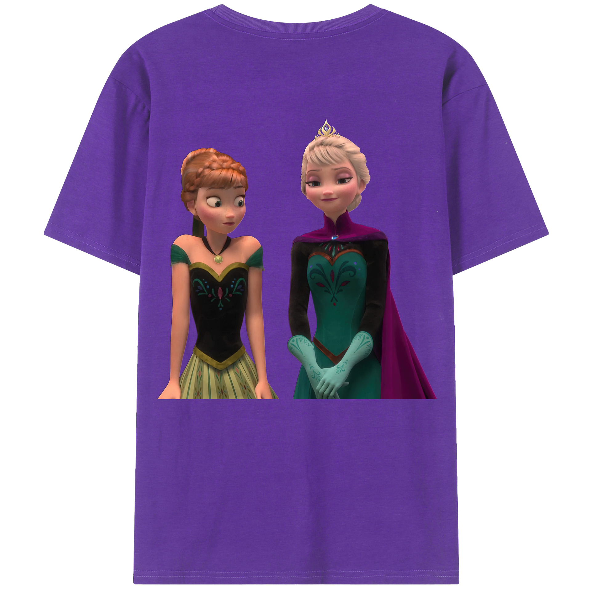 （画像用） アナと雪の女王 アンナ エルサ Frozen Anna Elsa 綿100％ メンズ半袖Tシャツ（バックプリント） 通気性
