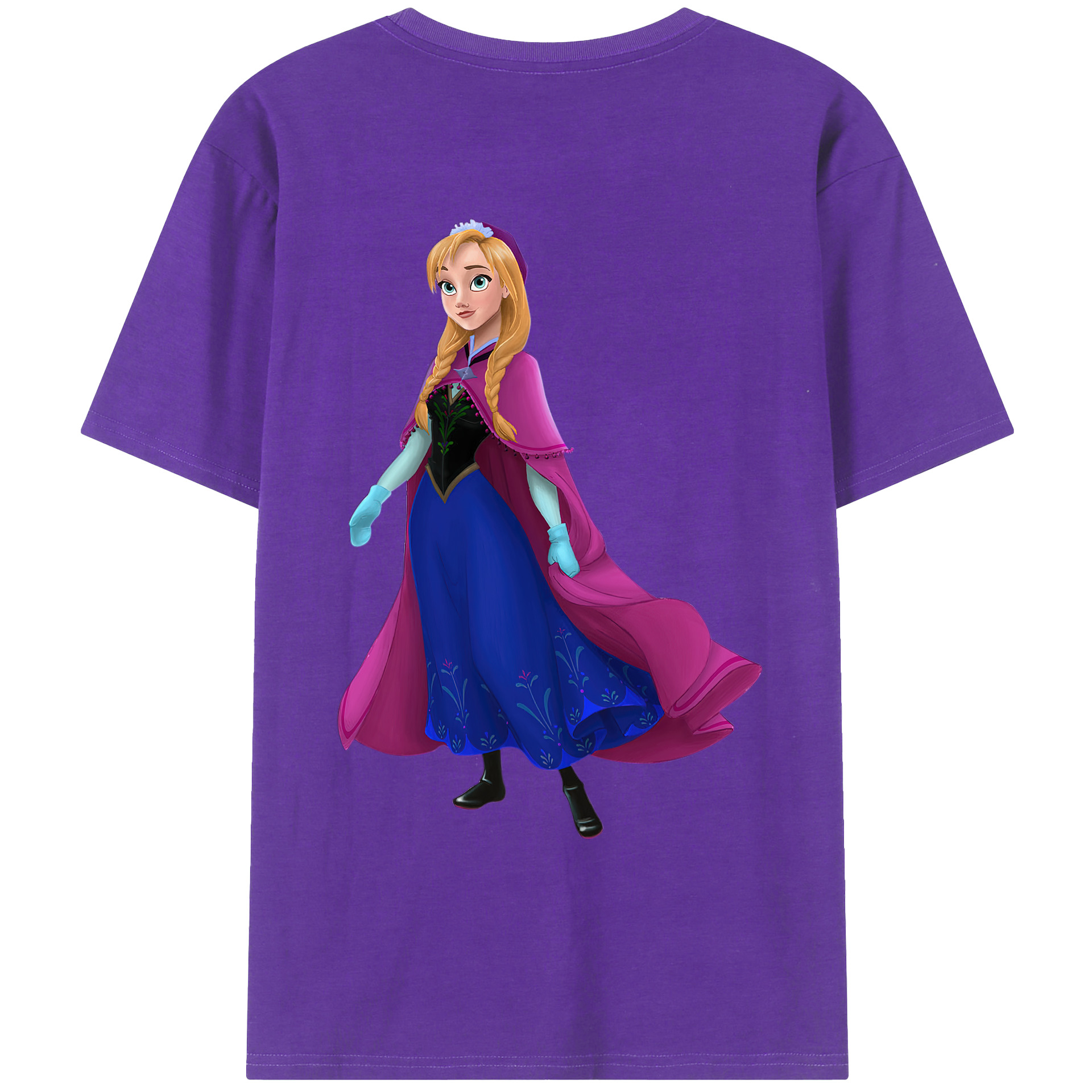 （画像用） アナと雪の女王 アンナ エルサ Frozen Anna Elsa 綿100％ メンズ半袖Tシャツ（バックプリント） 通気性