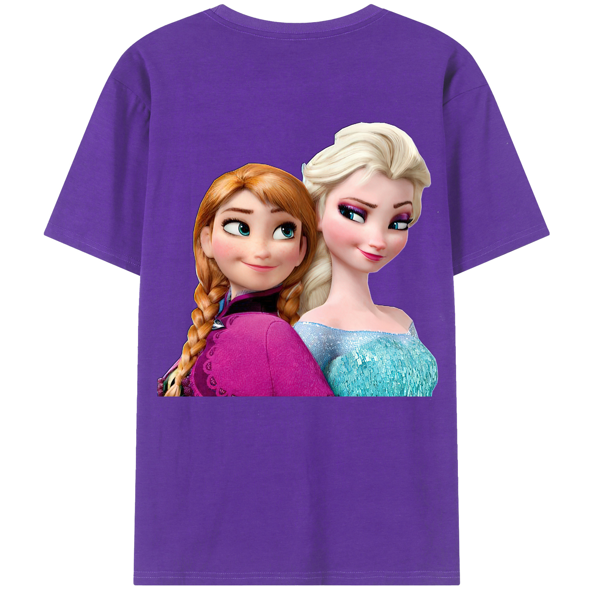 （画像用） アナと雪の女王 アンナ エルサ Frozen Anna Elsa 綿100％ メンズ半袖Tシャツ（バックプリント） 通気性