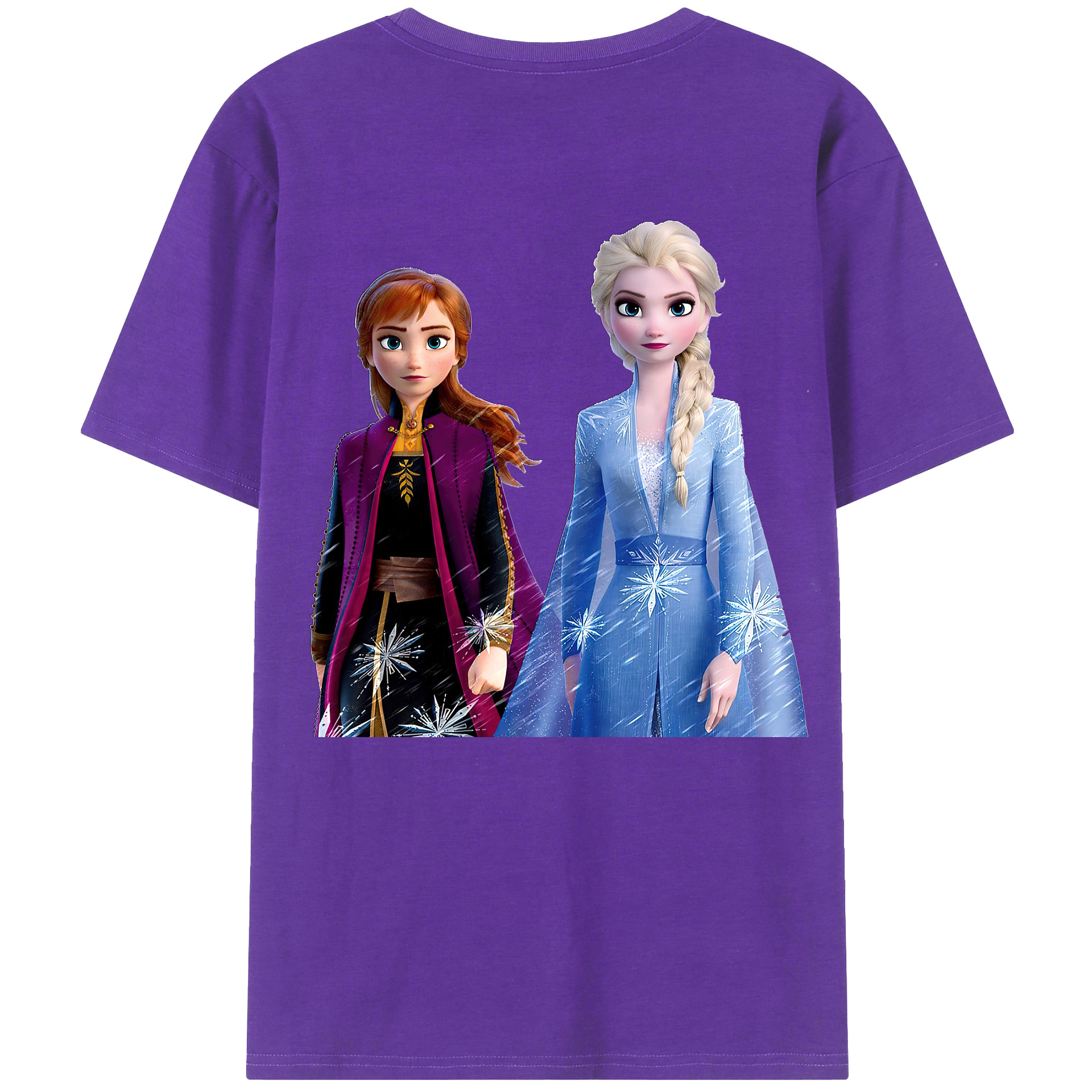 （画像用） アナと雪の女王 アンナ エルサ Frozen Anna Elsa 綿100％ メンズ半袖Tシャツ（バックプリント） 通気性