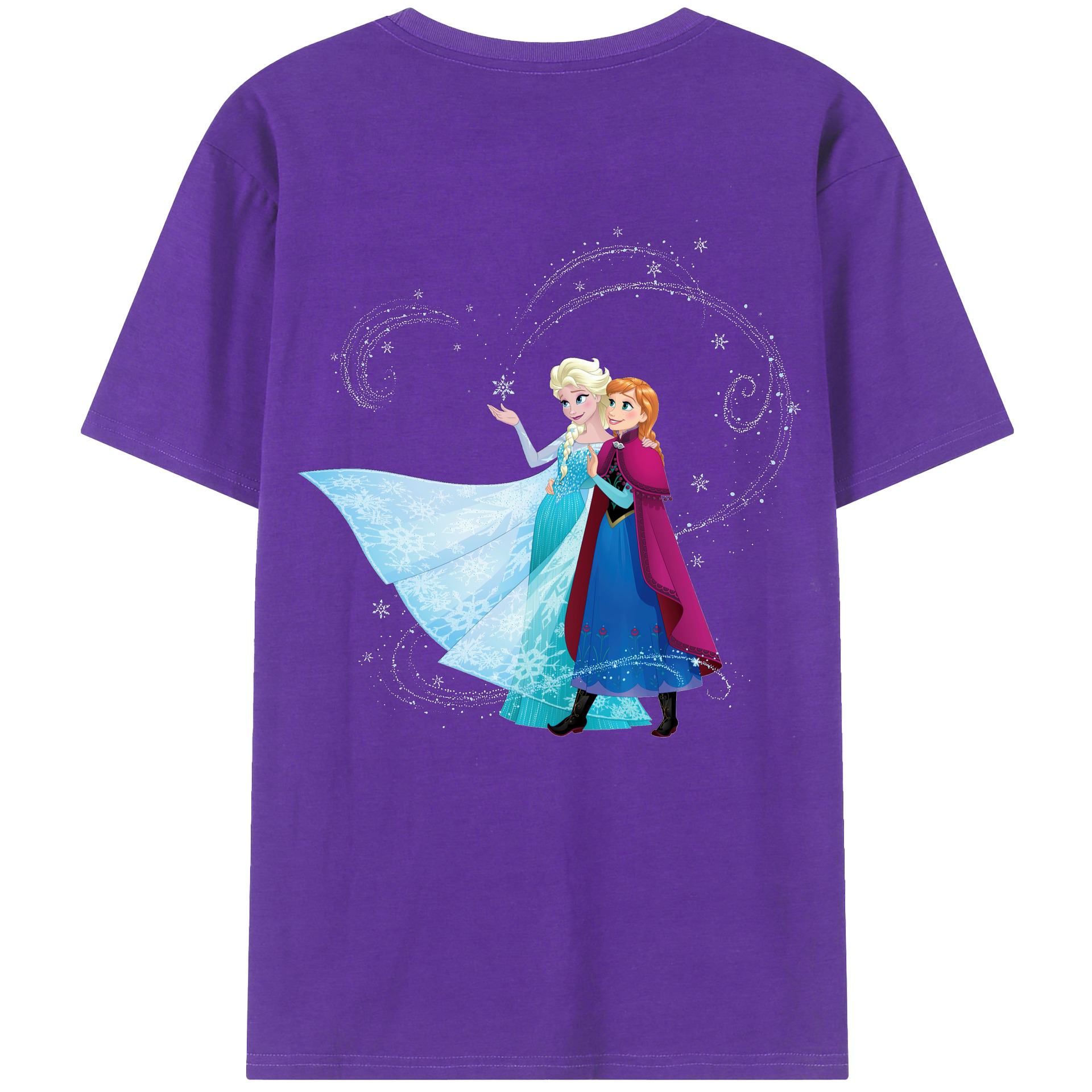 （画像用） アナと雪の女王 アンナ エルサ Frozen Anna Elsa 綿100％ メンズ半袖Tシャツ（バックプリント） 通気性