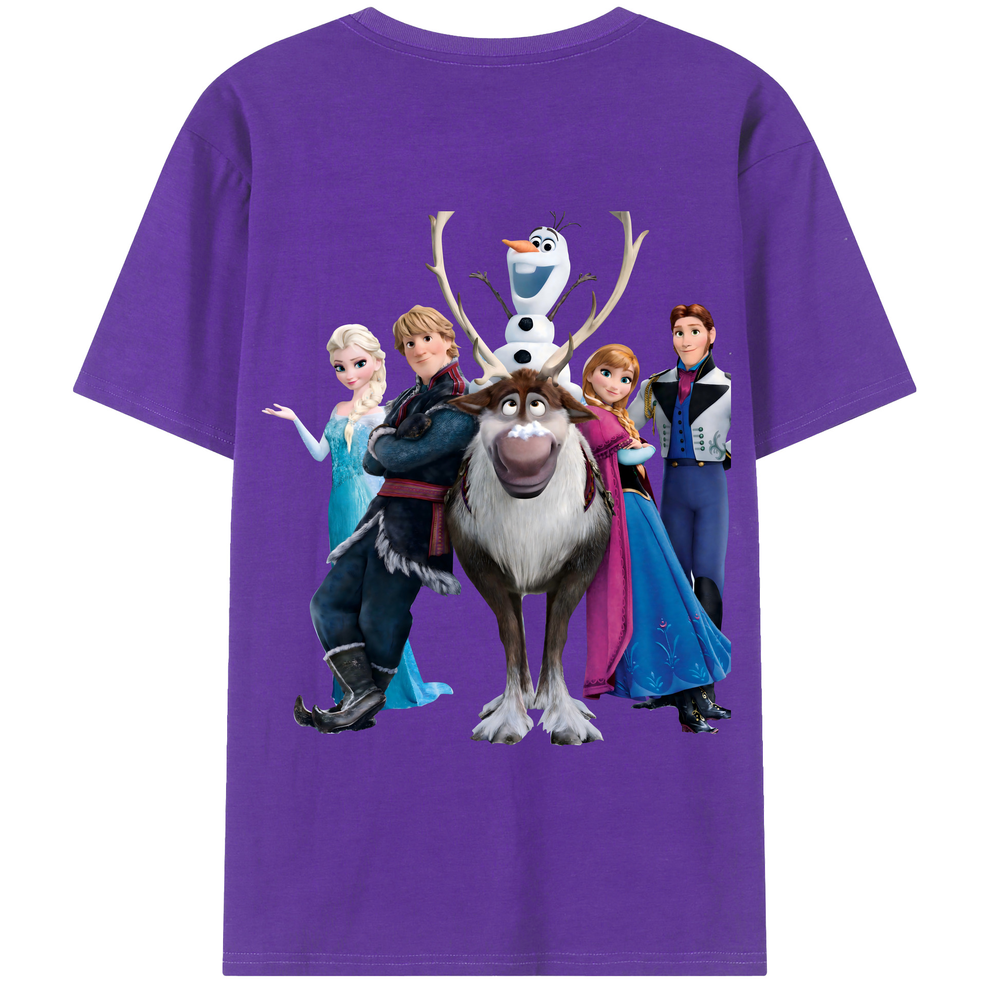 （画像用） アナと雪の女王 アンナ エルサ Frozen Anna Elsa 綿100％ メンズ半袖Tシャツ（バックプリント） 通気性