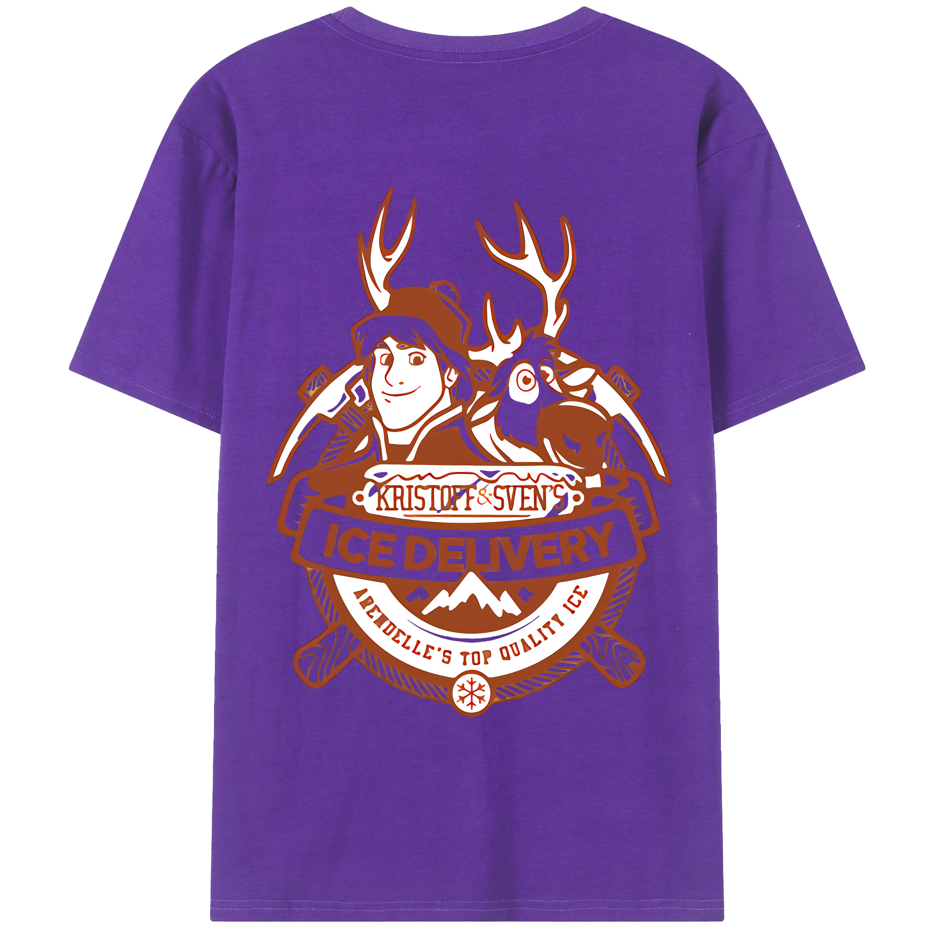 （画像用） アナと雪の女王 アンナ エルサ Frozen Anna Elsa 綿100％ メンズ半袖Tシャツ（バックプリント） 通気性