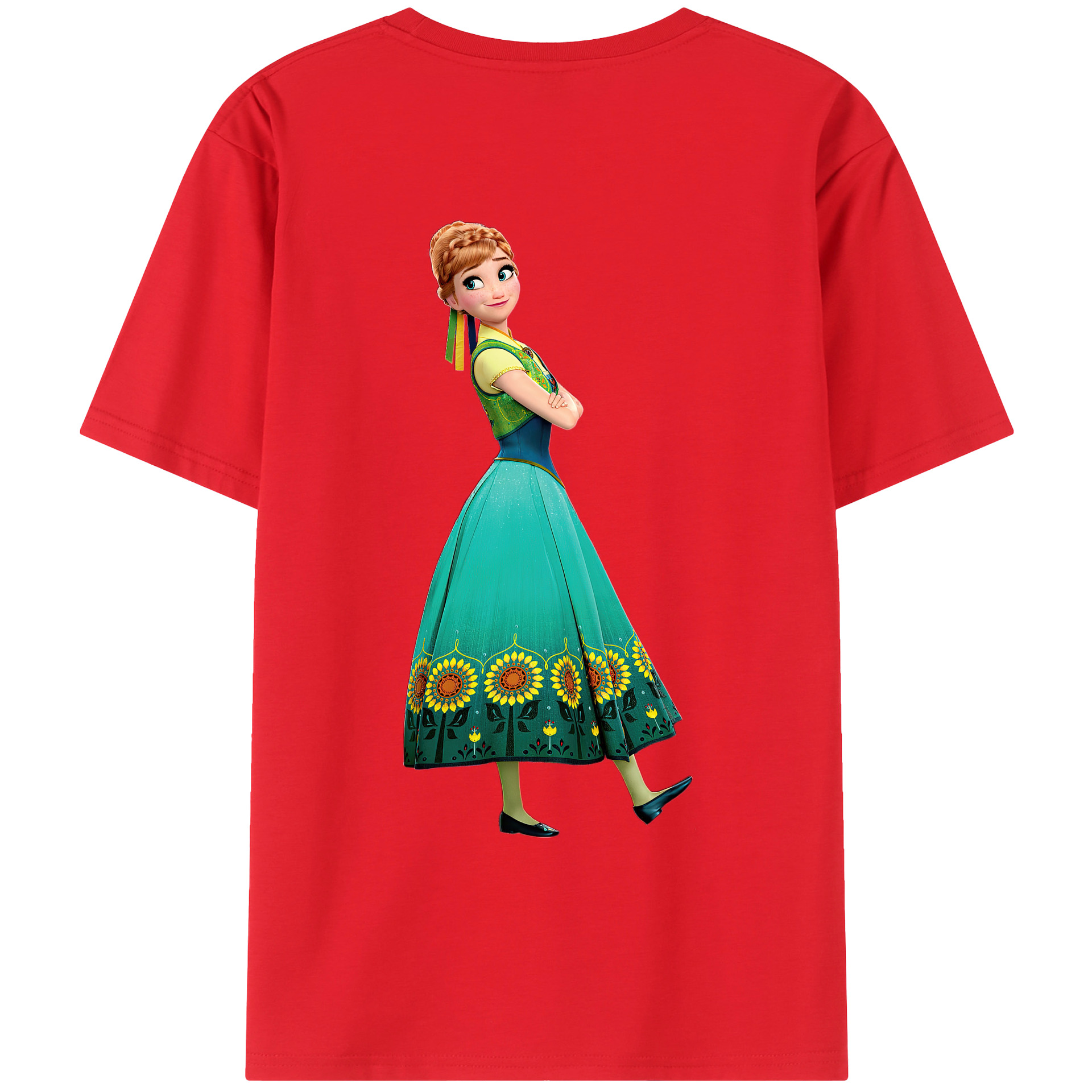 （画像用） アナと雪の女王 アンナ エルサ Frozen Anna Elsa 綿100％ メンズ半袖Tシャツ（バックプリント） 通気性
