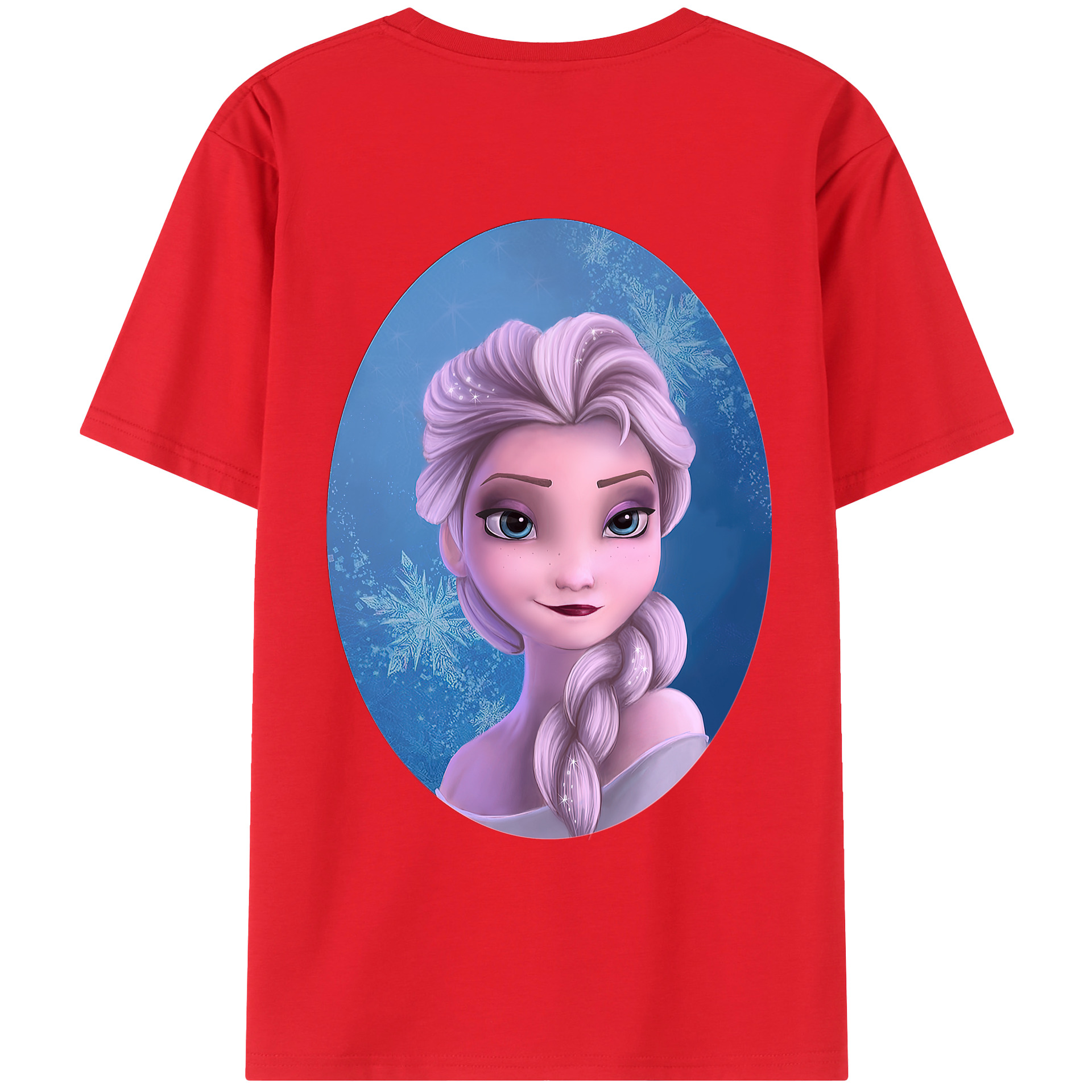 （画像用） アナと雪の女王 アンナ エルサ Frozen Anna Elsa 綿100％ メンズ半袖Tシャツ（バックプリント） 通気性