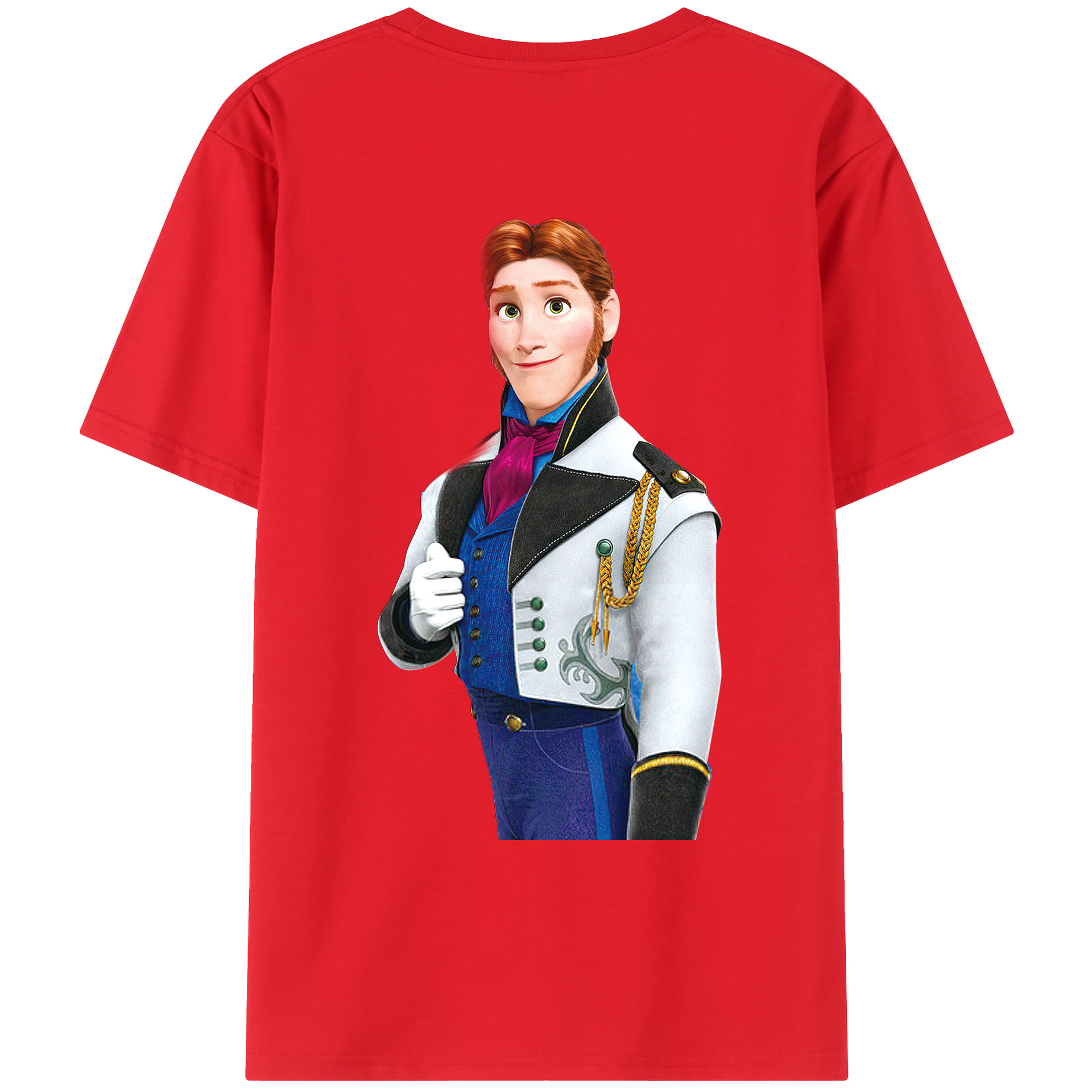 （画像用） アナと雪の女王 アンナ エルサ Frozen Anna Elsa 綿100％ メンズ半袖Tシャツ（バックプリント） 通気性