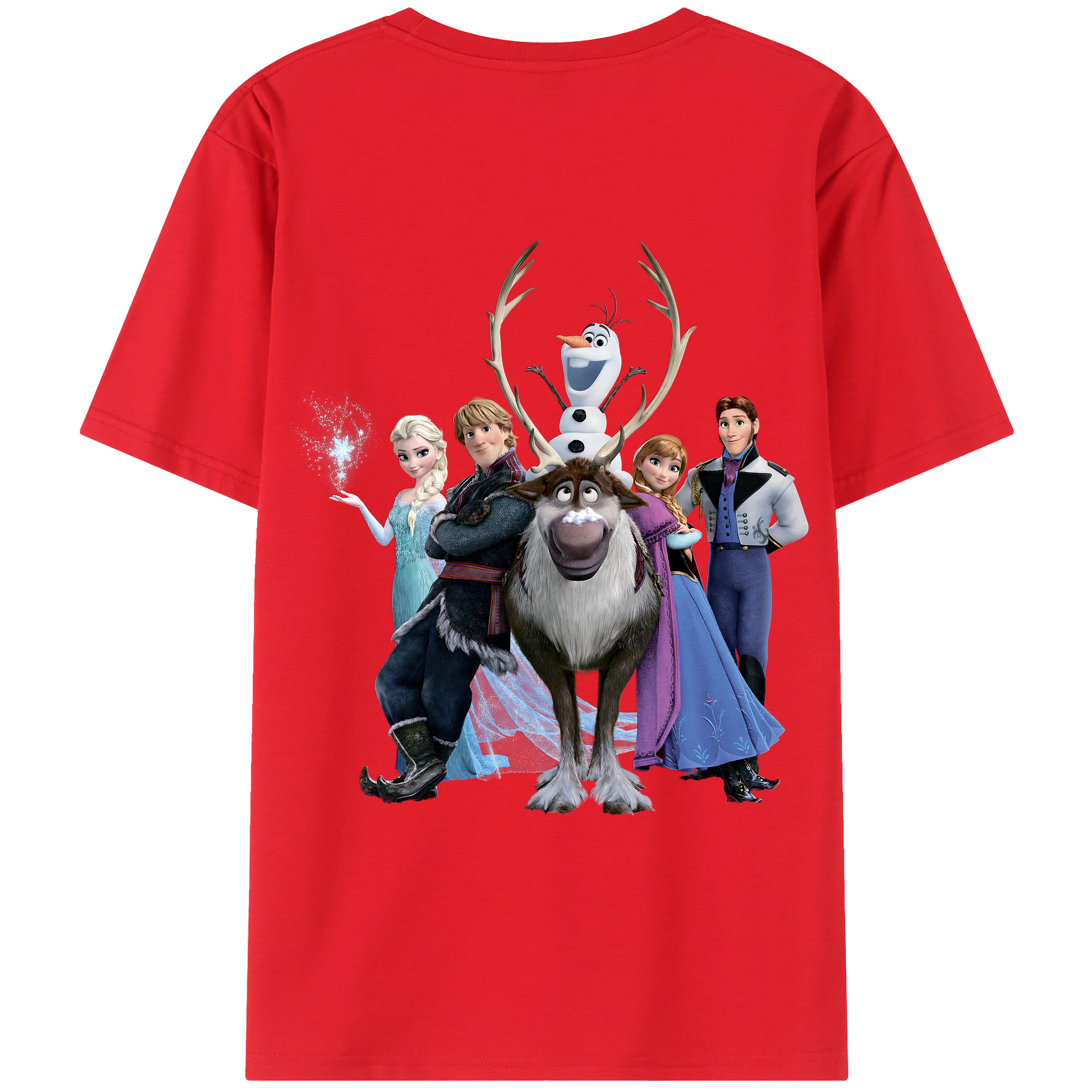 （画像用） アナと雪の女王 アンナ エルサ Frozen Anna Elsa 綿100％ メンズ半袖Tシャツ（バックプリント） 通気性