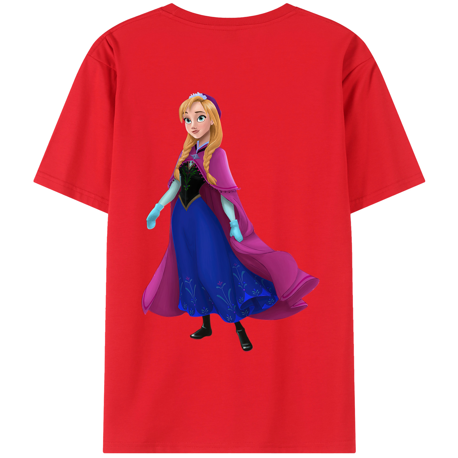 （画像用） アナと雪の女王 アンナ エルサ Frozen Anna Elsa 綿100％ メンズ半袖Tシャツ（バックプリント） 通気性
