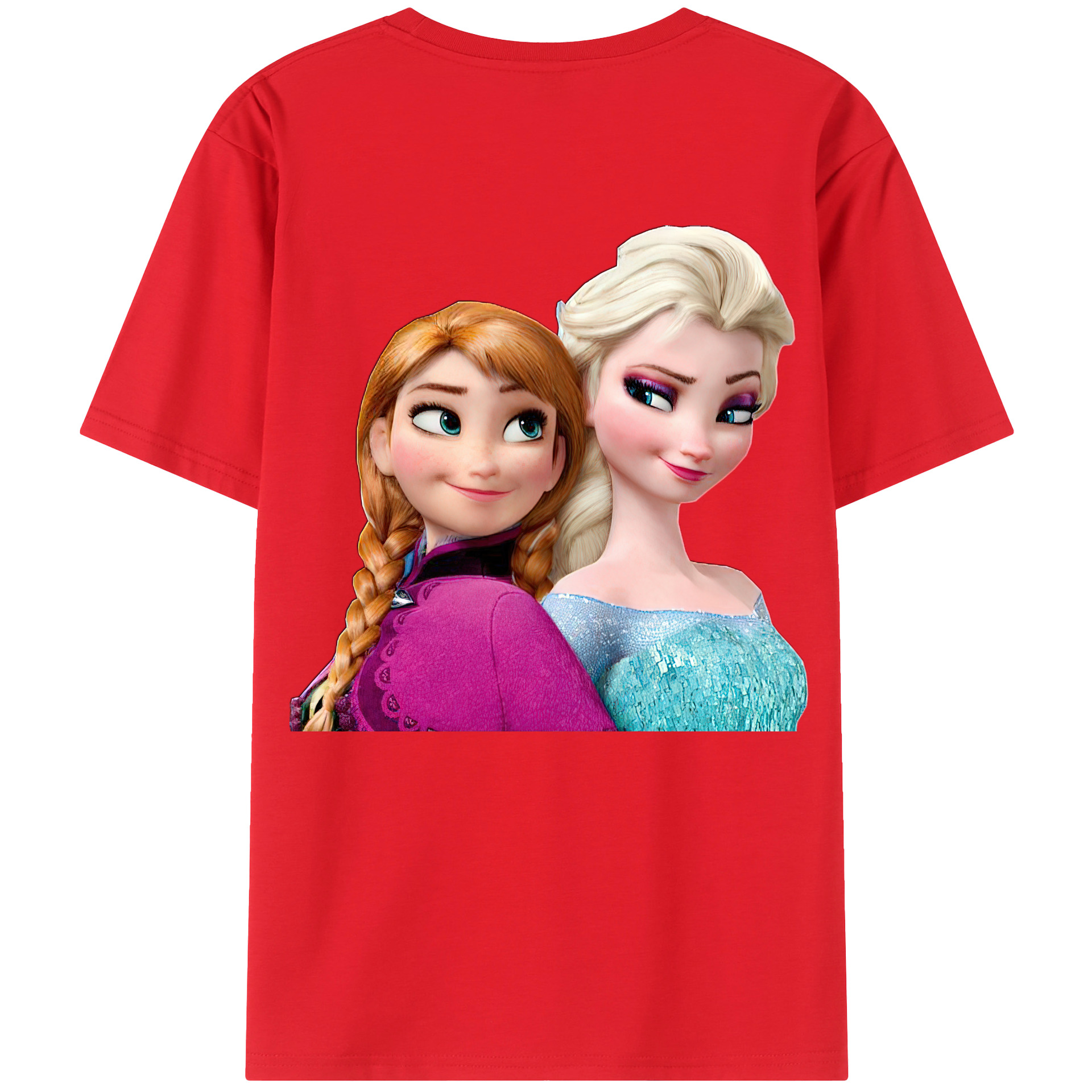 （画像用） アナと雪の女王 アンナ エルサ Frozen Anna Elsa 綿100％ メンズ半袖Tシャツ（バックプリント） 通気性
