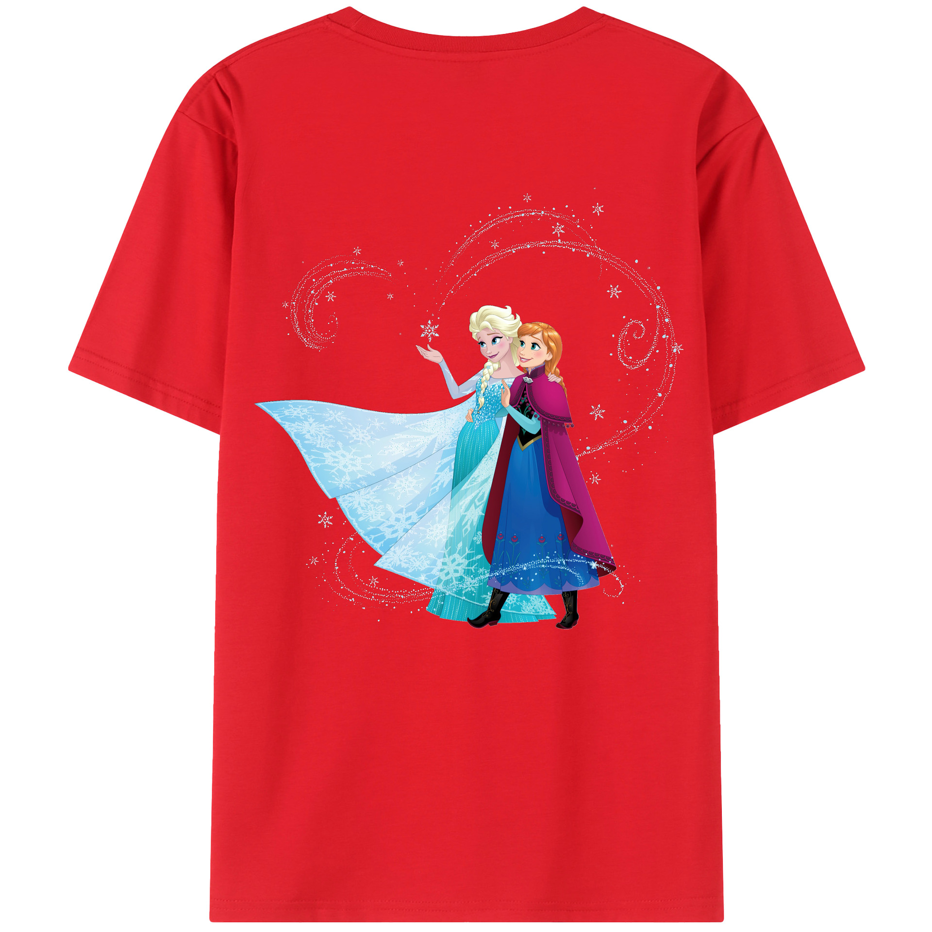 （画像用） アナと雪の女王 アンナ エルサ Frozen Anna Elsa 綿100％ メンズ半袖Tシャツ（バックプリント） 通気性