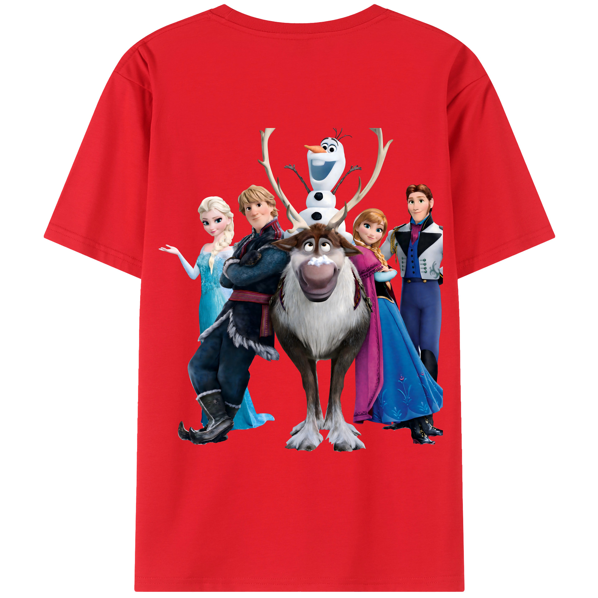 （画像用） アナと雪の女王 アンナ エルサ Frozen Anna Elsa 綿100％ メンズ半袖Tシャツ（バックプリント） 通気性