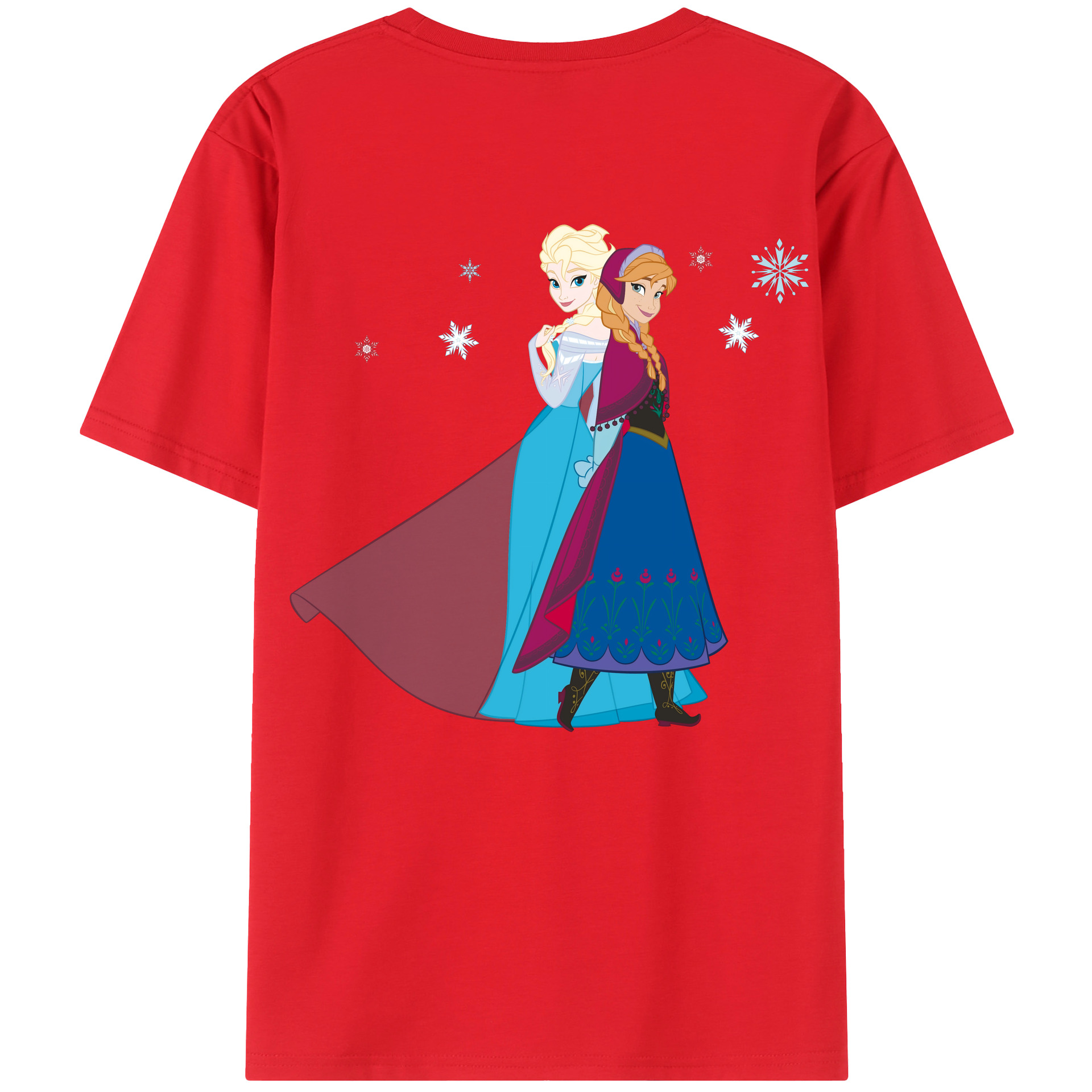 （画像用） アナと雪の女王 アンナ エルサ Frozen Anna Elsa 綿100％ メンズ半袖Tシャツ（バックプリント） 通気性