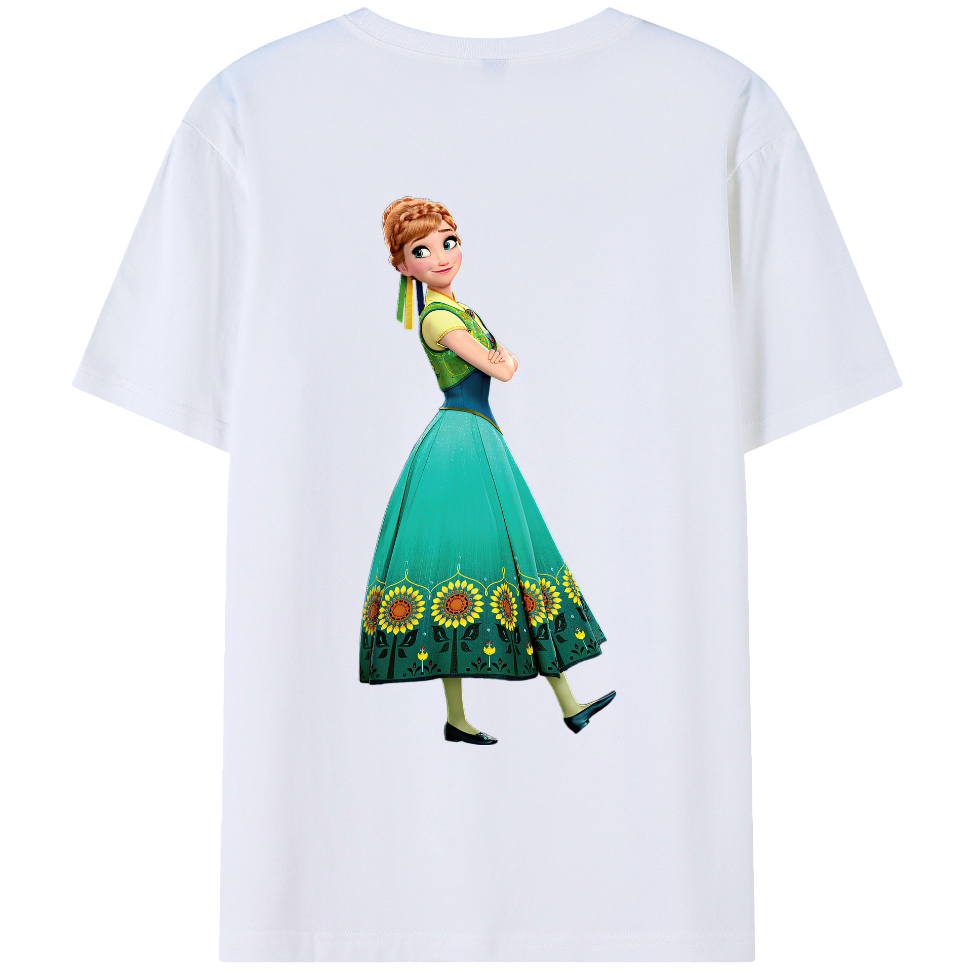 （画像用） アナと雪の女王 アンナ エルサ Frozen Anna Elsa 綿100％ メンズ半袖Tシャツ（バックプリント） 通気性