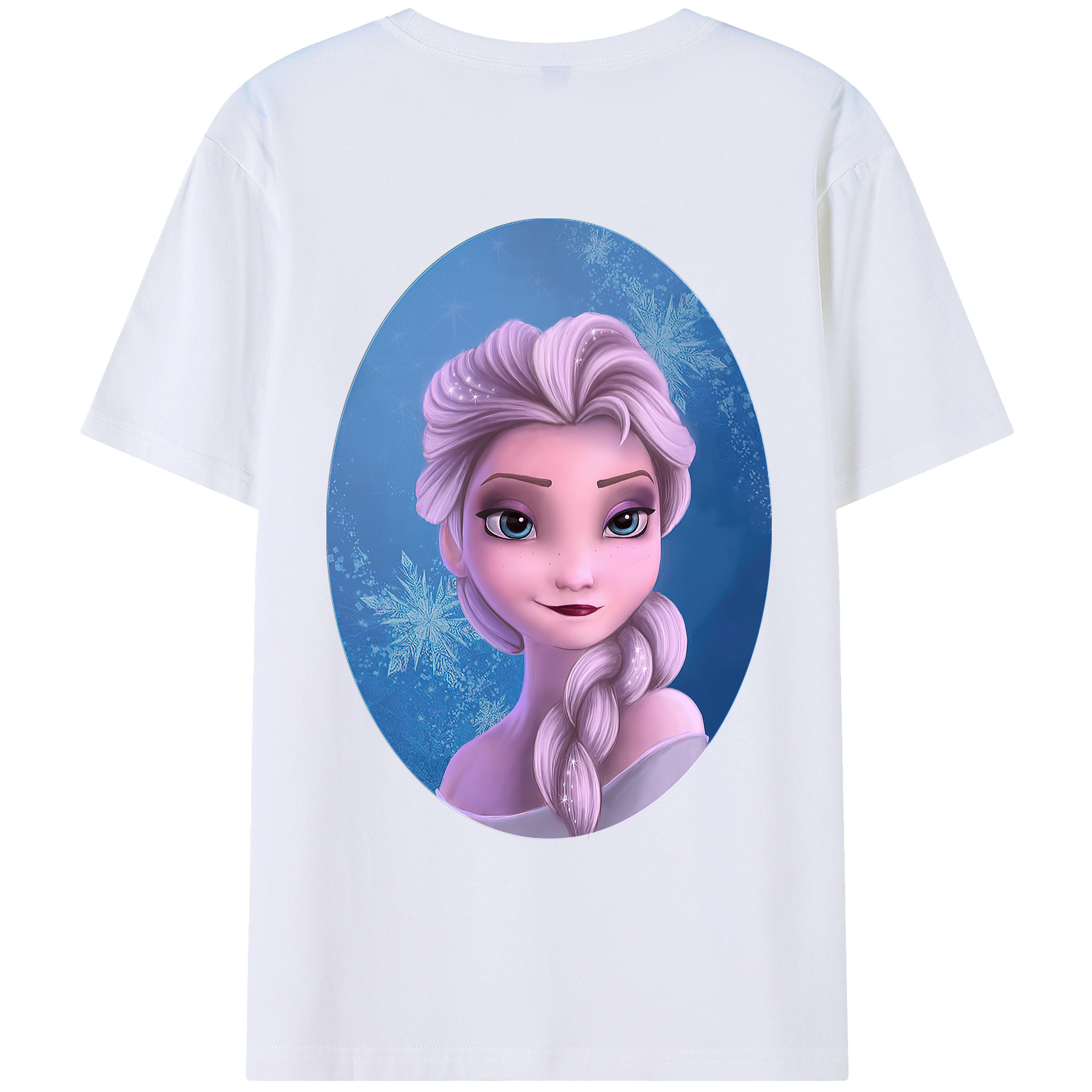 （画像用） アナと雪の女王 アンナ エルサ Frozen Anna Elsa 綿100％ メンズ半袖Tシャツ（バックプリント） 通気性