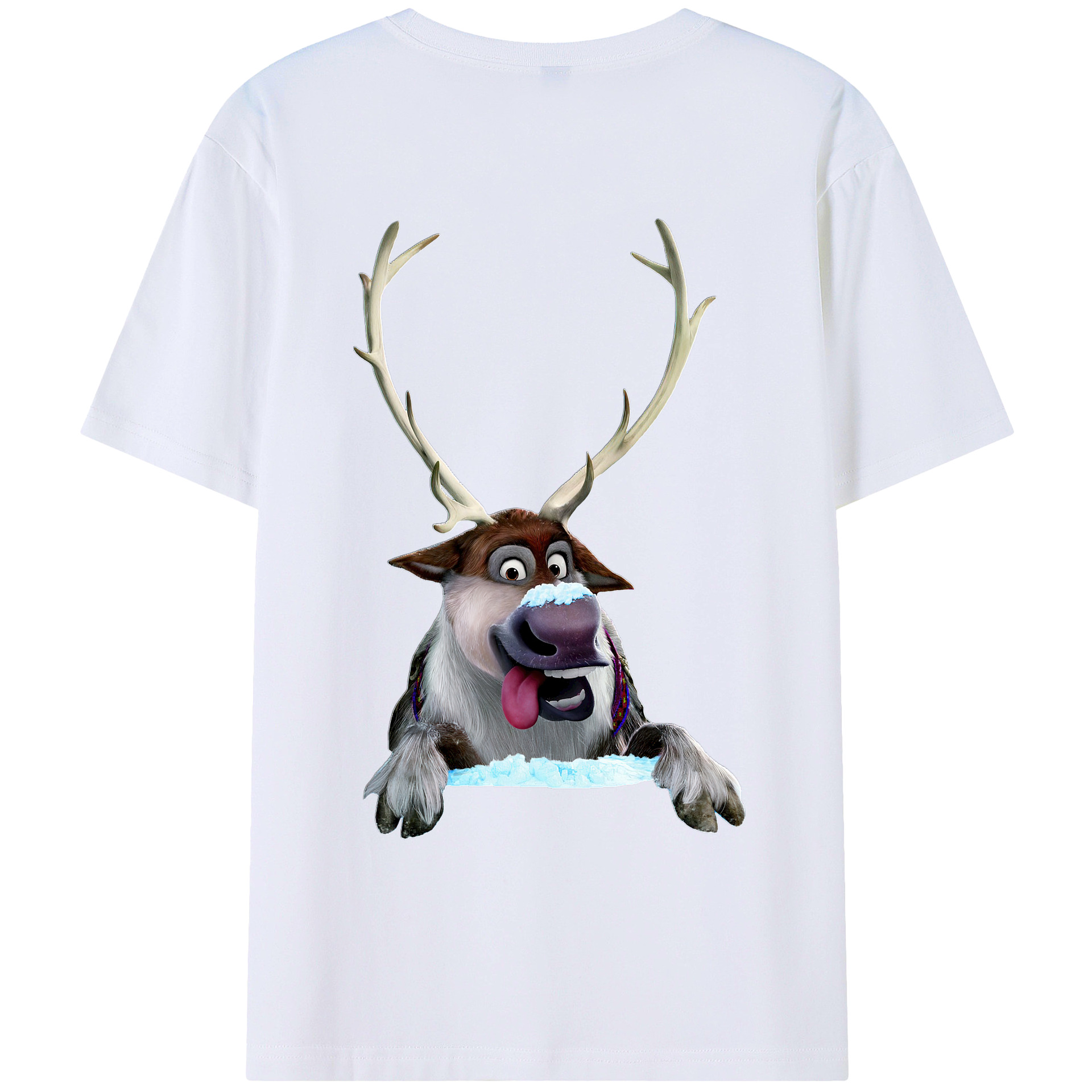 （画像用） アナと雪の女王 アンナ エルサ Frozen Anna Elsa 綿100％ メンズ半袖Tシャツ（バックプリント） 通気性