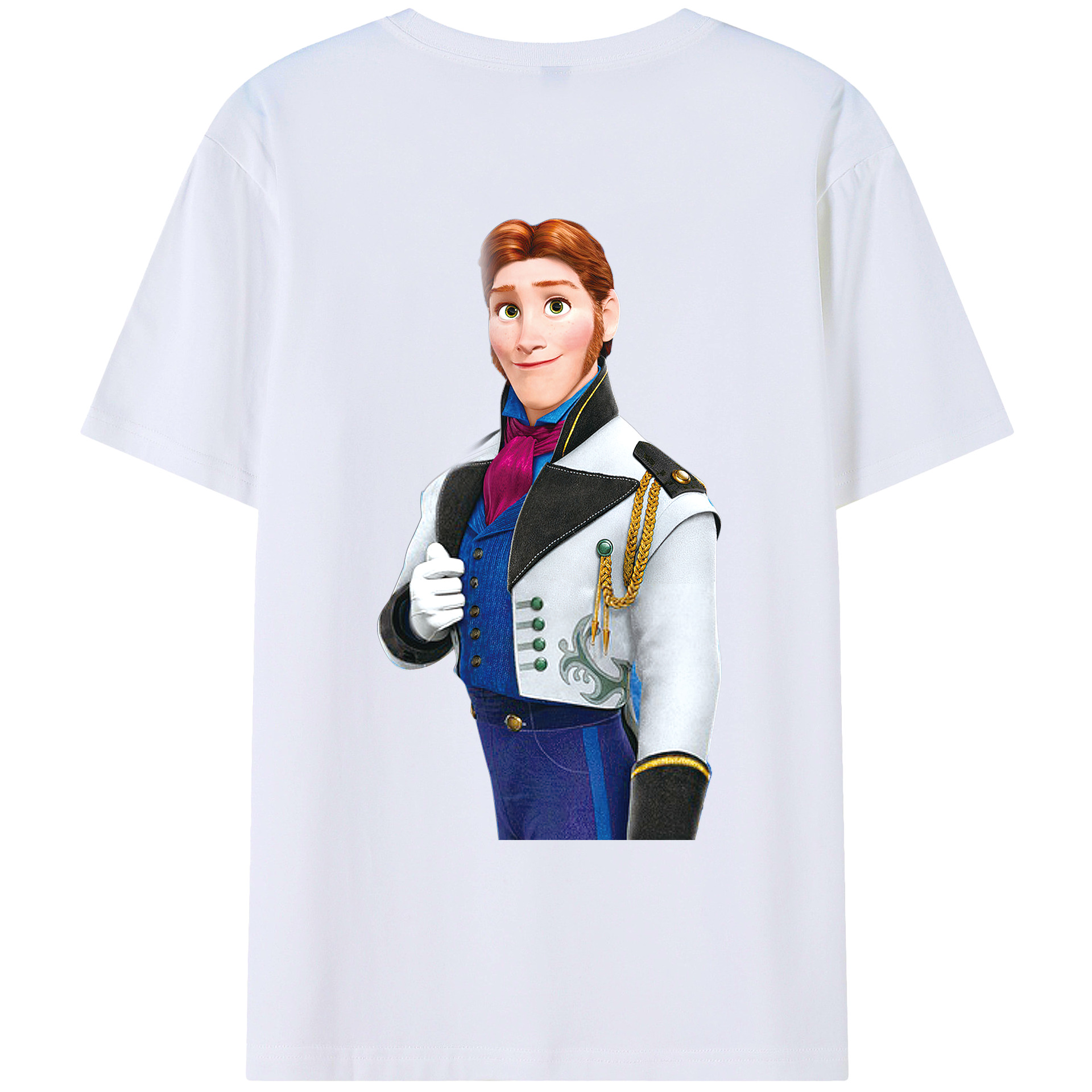 （画像用） アナと雪の女王 アンナ エルサ Frozen Anna Elsa 綿100％ メンズ半袖Tシャツ（バックプリント） 通気性