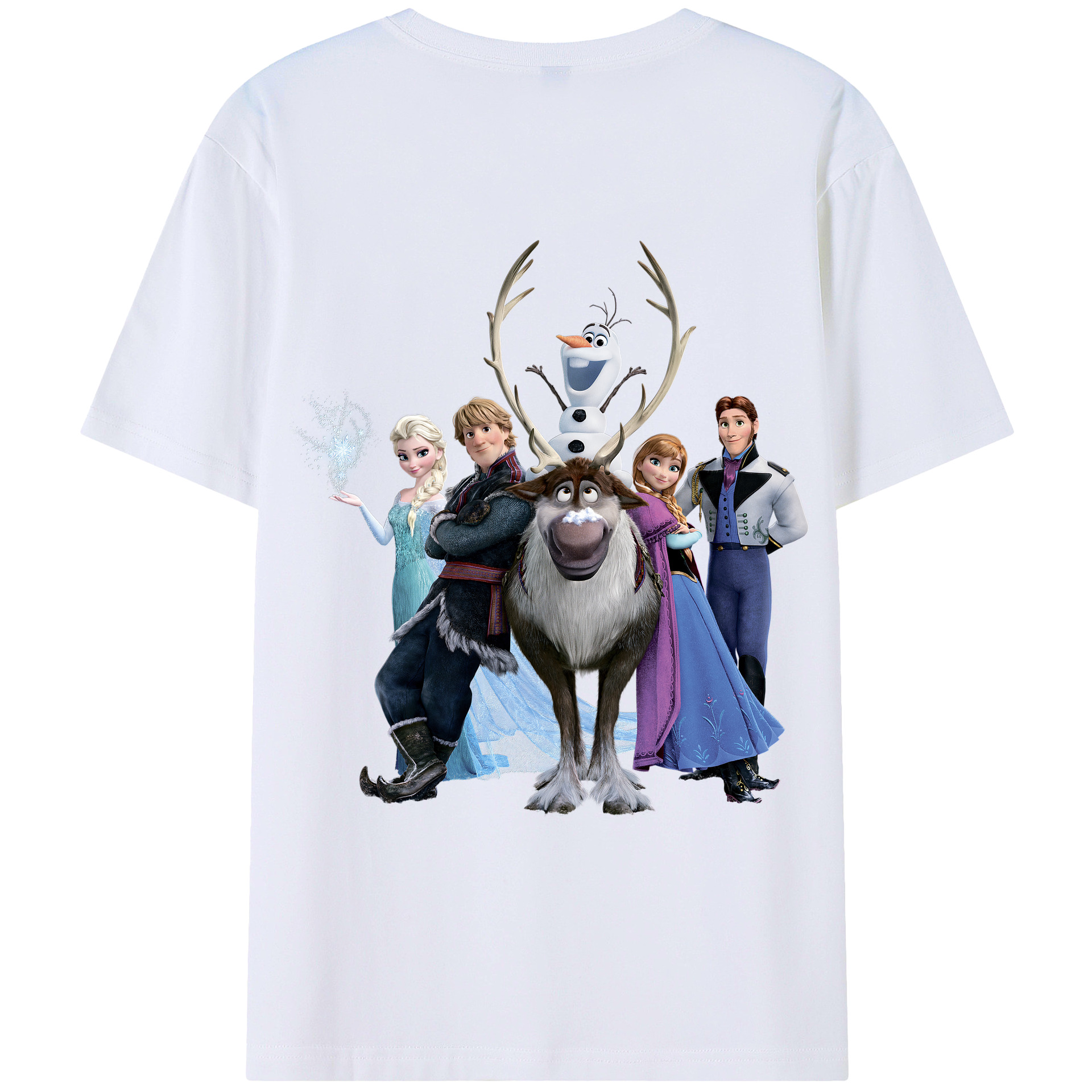 （画像用） アナと雪の女王 アンナ エルサ Frozen Anna Elsa 綿100％ メンズ半袖Tシャツ（バックプリント） 通気性